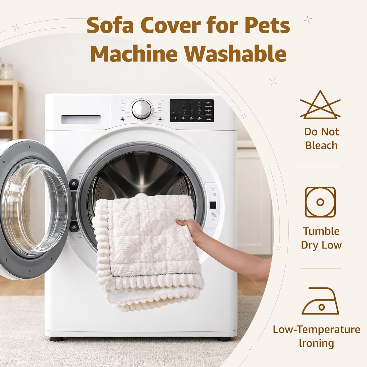 image:imageLOOBANI Couch Cover for Dogs Washable Non Slip Fuzzy Plush Pet Couch Covers for 2 Seat Sofa Hair Resistant Sofa Protector Pet Friendly Home Decor Couch Slipcover 276 x 59 CoffeeWhite