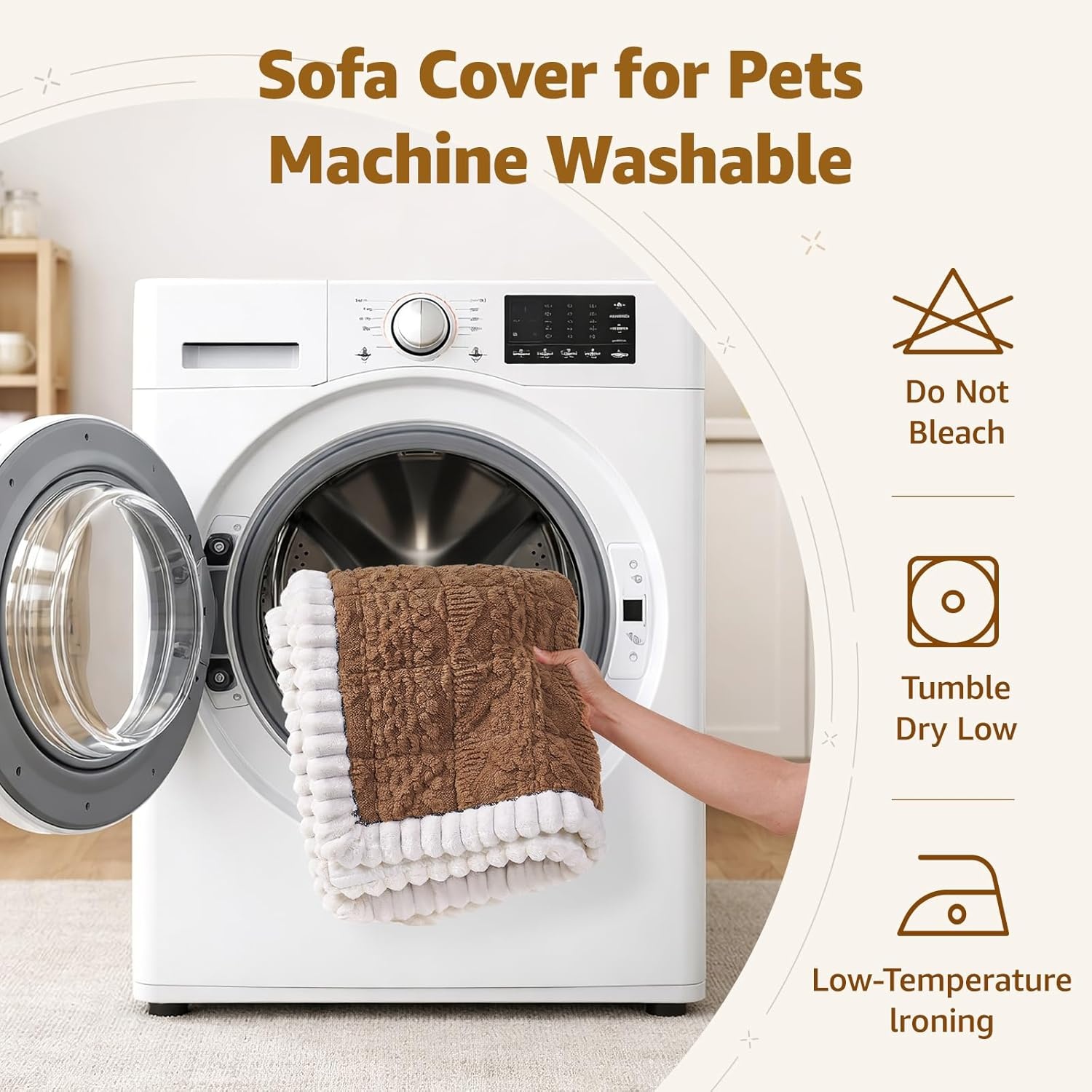 image:imageLOOBANI Couch Cover for Dogs Washable Non Slip Fuzzy Plush Pet Couch Covers for 2 Seat Sofa Hair Resistant Sofa Protector Pet Friendly Home Decor Couch Slipcover 276 x 59 CoffeeCoffee
