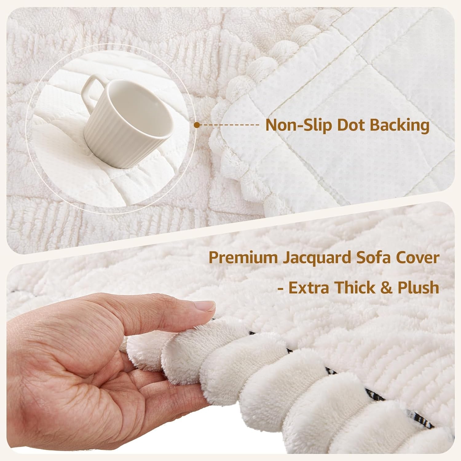 image:imageLOOBANI Couch Cover for Dogs Washable Non Slip Fuzzy Plush Pet Couch Covers for 2 Seat Sofa Hair Resistant Sofa Protector Pet Friendly Home Decor Couch Slipcover 276 x 59 CoffeeWhite