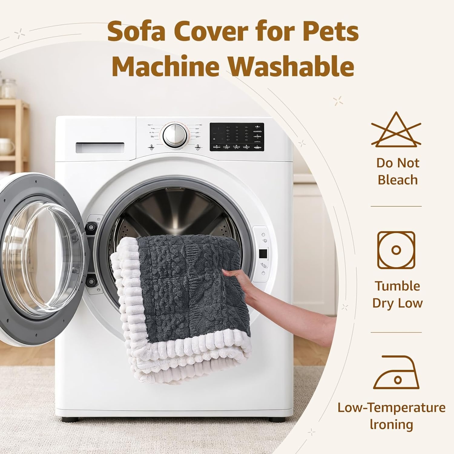 image:imageLOOBANI Couch Cover for Dogs Washable Non Slip Fuzzy Plush Pet Couch Covers for 2 Seat Sofa Hair Resistant Sofa Protector Pet Friendly Home Decor Couch Slipcover 276 x 59 CoffeeGrey