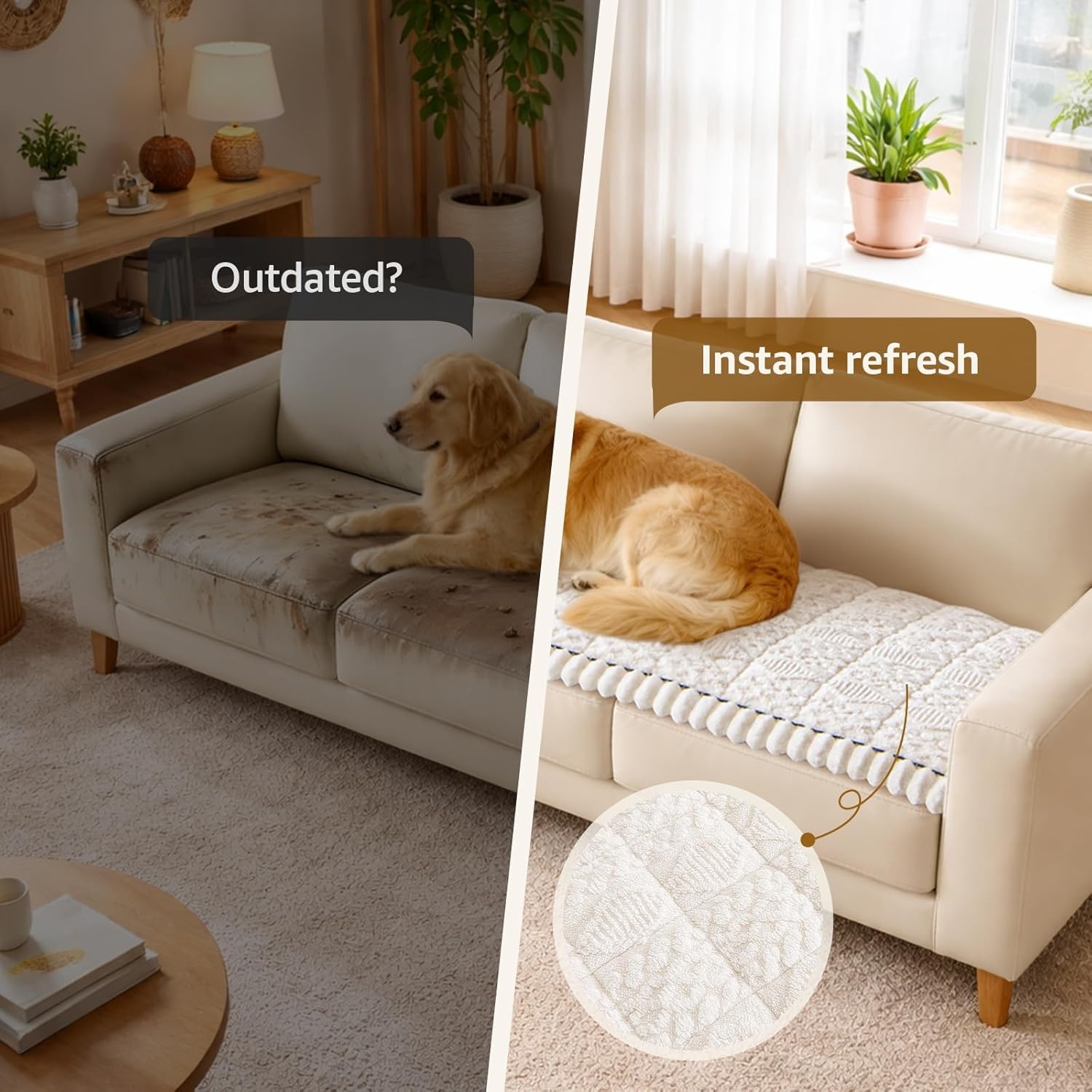 image:imageLOOBANI Couch Cover for Dogs Washable Non Slip Fuzzy Plush Pet Couch Covers for 2 Seat Sofa Hair Resistant Sofa Protector Pet Friendly Home Decor Couch Slipcover 276 x 59 CoffeeWhite
