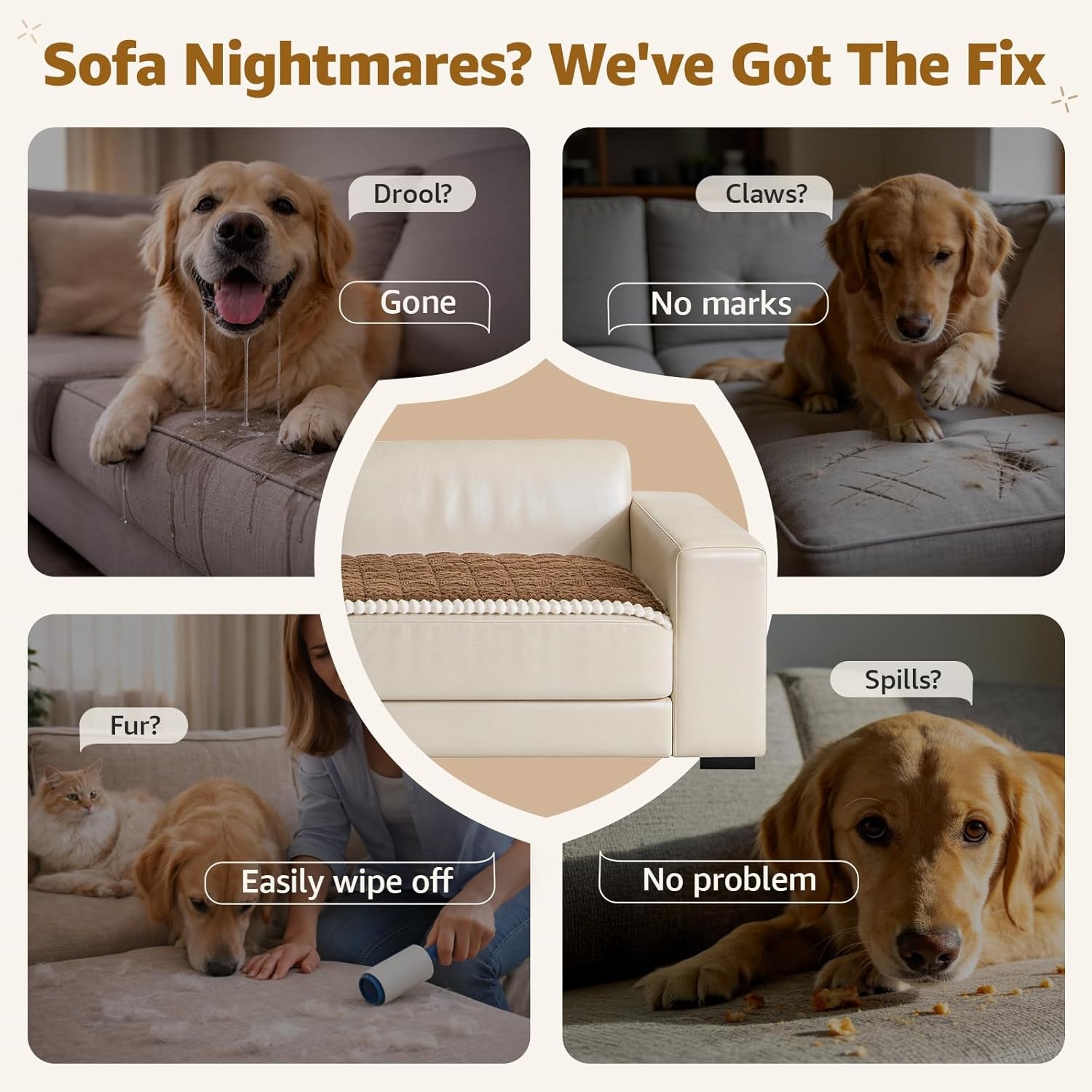 image:imageLOOBANI Couch Cover for Dogs Washable Non Slip Fuzzy Plush Pet Couch Covers for 2 Seat Sofa Hair Resistant Sofa Protector Pet Friendly Home Decor Couch Slipcover 276 x 59 CoffeeCoffee