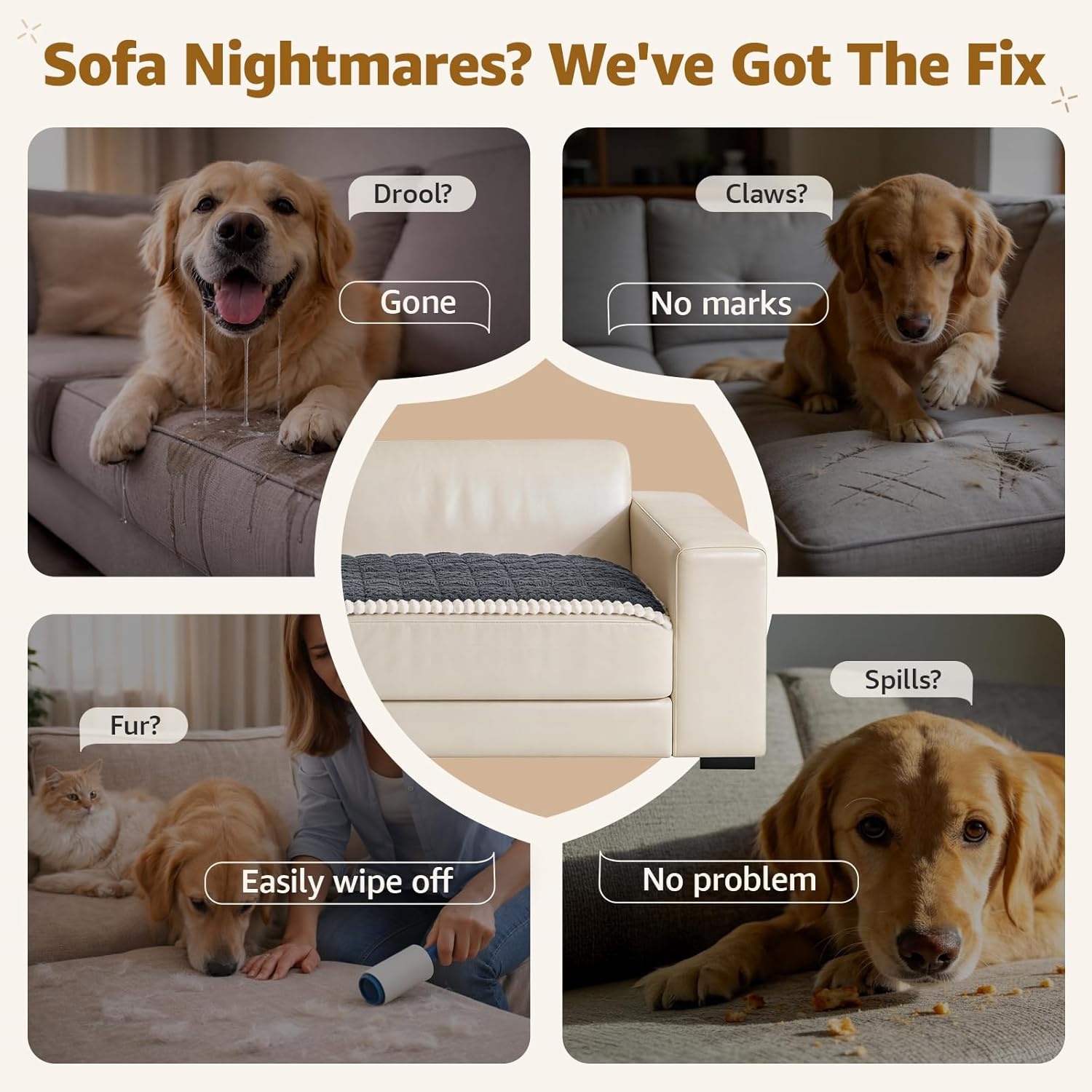 image:imageLOOBANI Couch Cover for Dogs Washable Non Slip Fuzzy Plush Pet Couch Covers for 2 Seat Sofa Hair Resistant Sofa Protector Pet Friendly Home Decor Couch Slipcover 276 x 59 CoffeeGrey