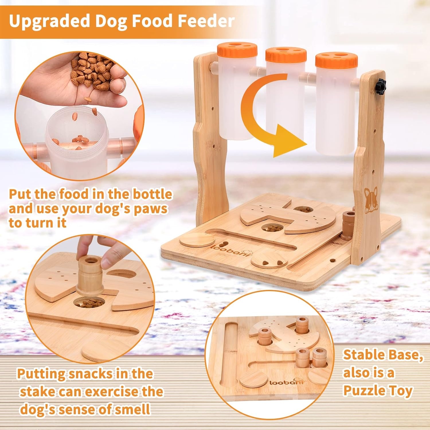 image:imageLOOBANI Dog Puzzle Toys Slow Feeders Interactive Dog Treat Dispenser Small Large Pets