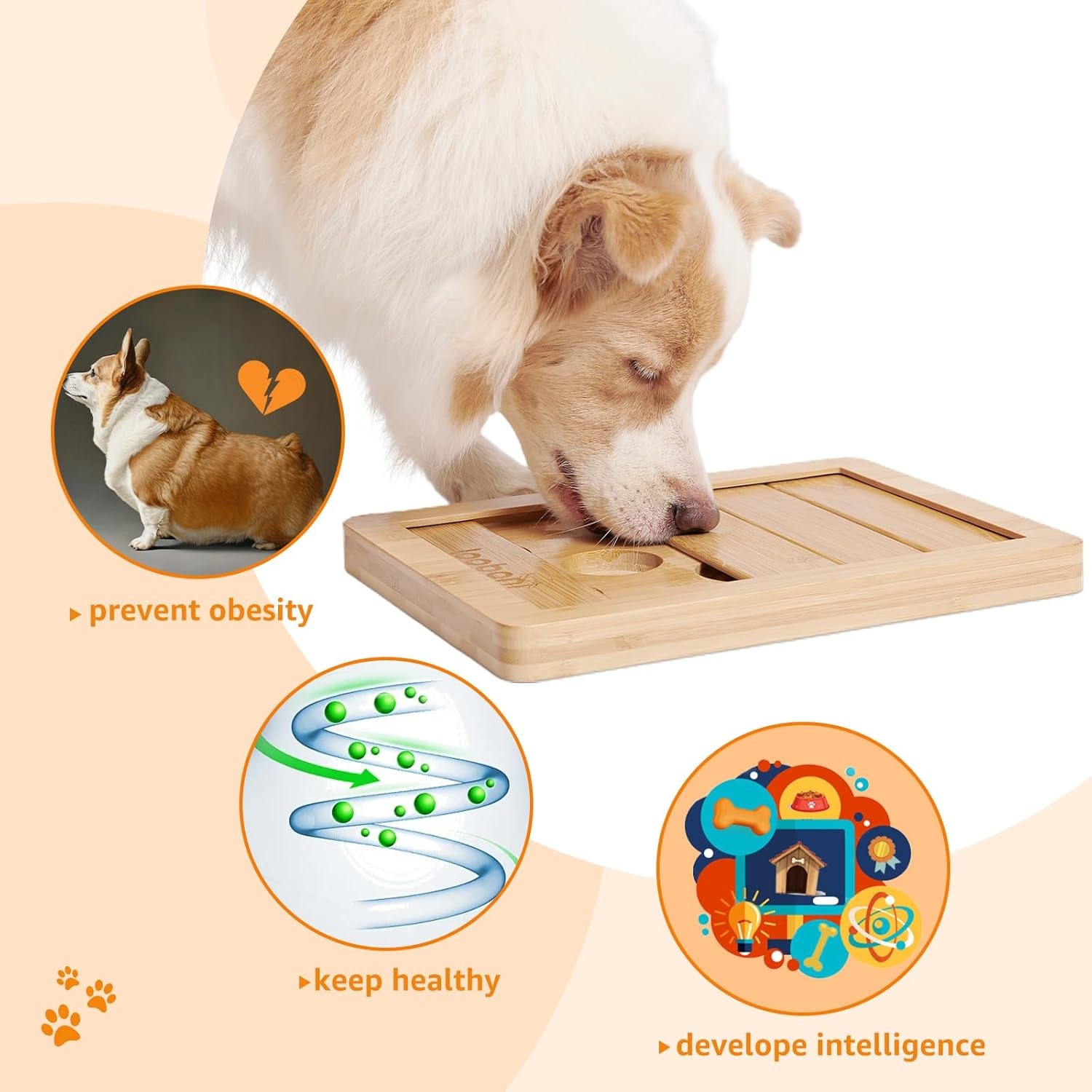image:imageLOOBANI Dog Puzzle Toys Wooden Interactive Dog Toys for Boredom IQ Training and Mental Brain Stimulation Treat Dispensing and Food Slow Feeder for Small to Large Dogs
