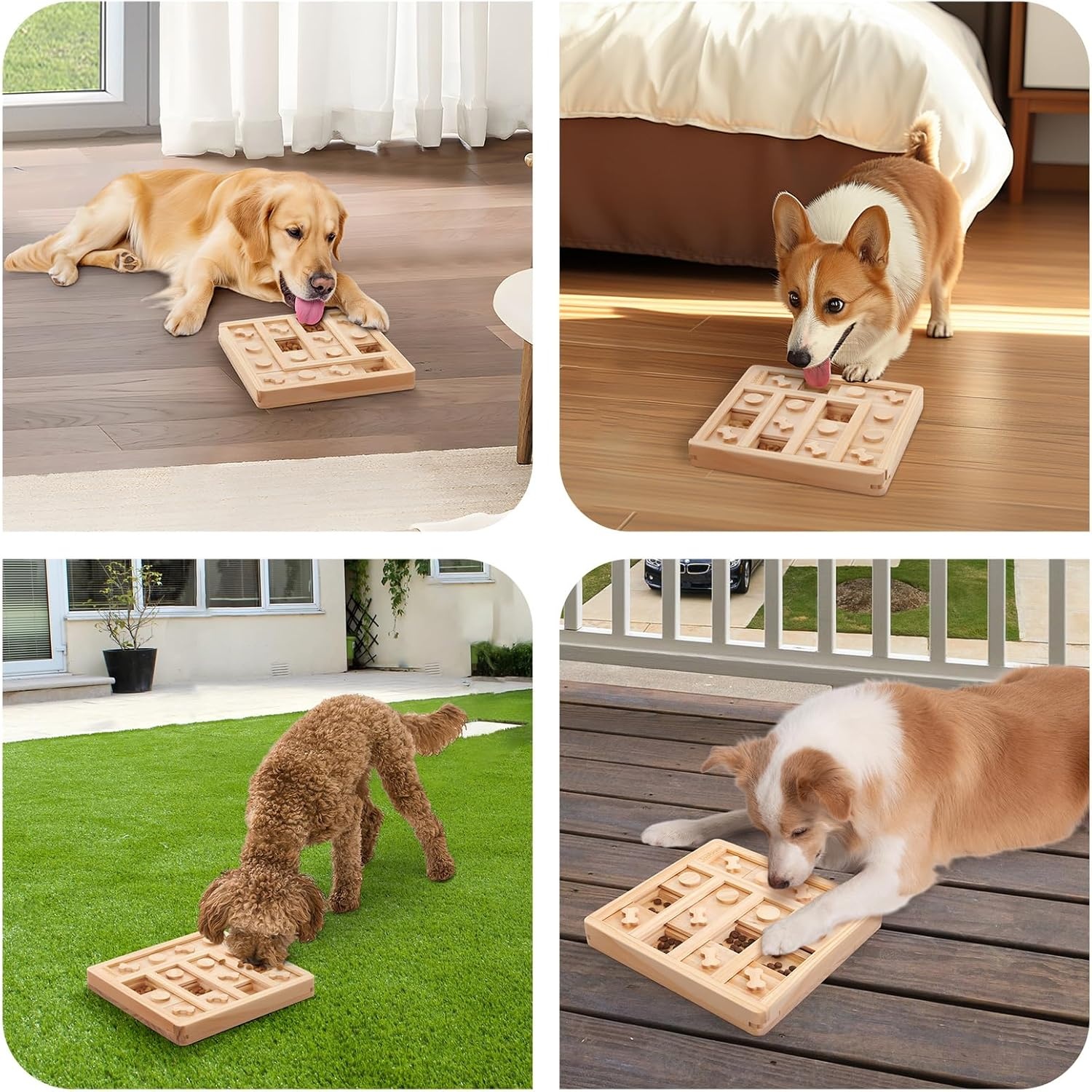 image:imageLOOBANI Dog Puzzle Toys Wooden Interactive Toys for Boredom IQ Training and Mental Brain Stimulation Treat Dispensing and Entertainment ToysFood Slow Feeder for Small to Large Dogs