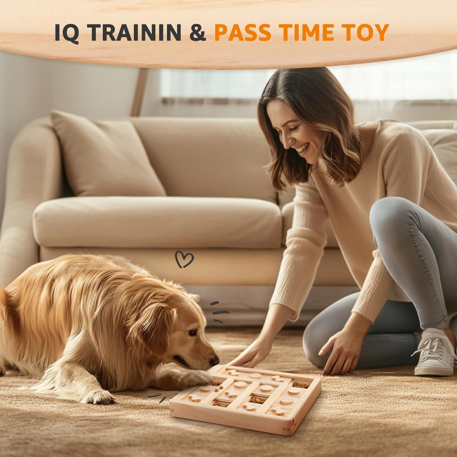 image:imageLOOBANI Dog Puzzle Toys Wooden Interactive Toys for Boredom IQ Training and Mental Brain Stimulation Treat Dispensing and Entertainment ToysFood Slow Feeder for Small to Large Dogs