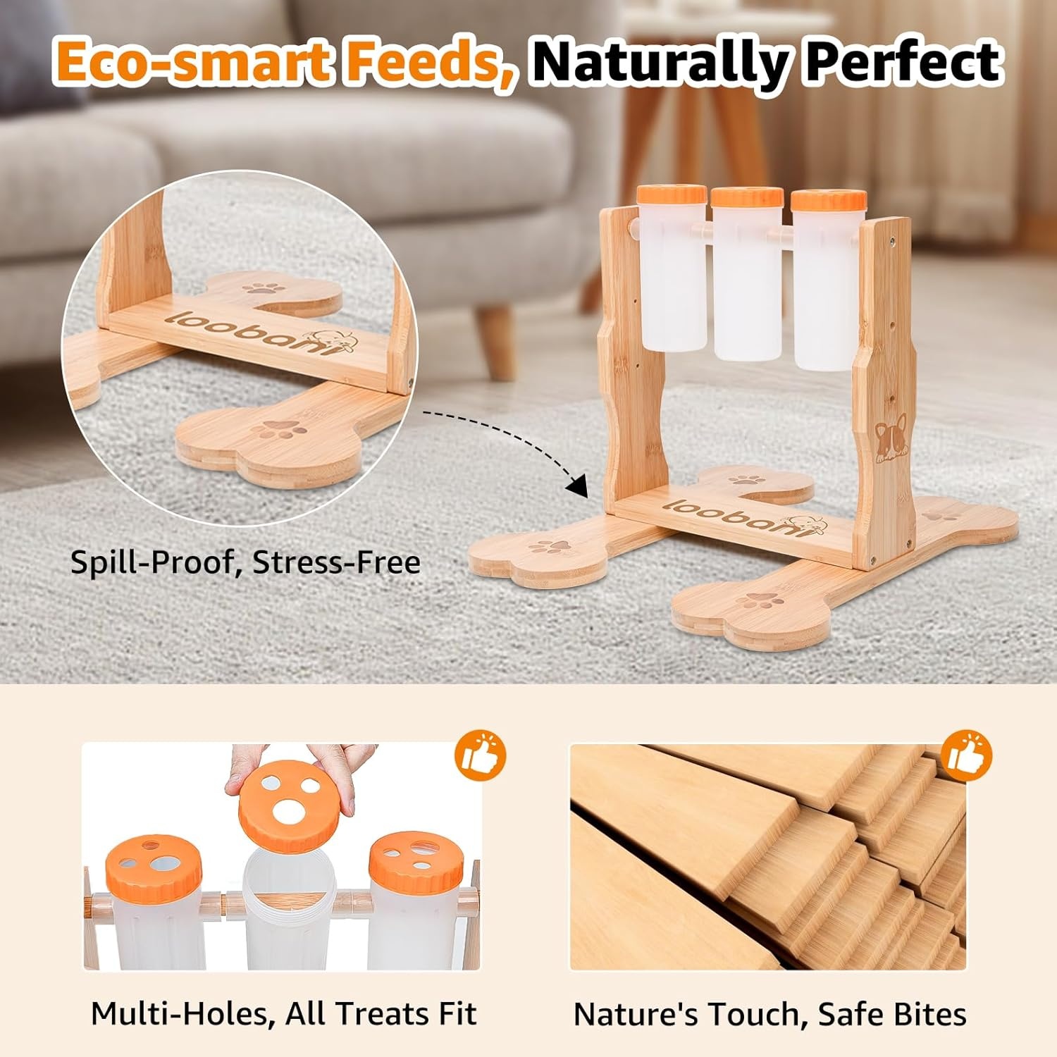 image:imageLOOBANI Dog Puzzle Toys Wooden Interactive Toys for Boredom IQ Training and Mental Brain Stimulation Treat Dispensing and EntertainmentFood Slow Feeder for Small to Large Dogs