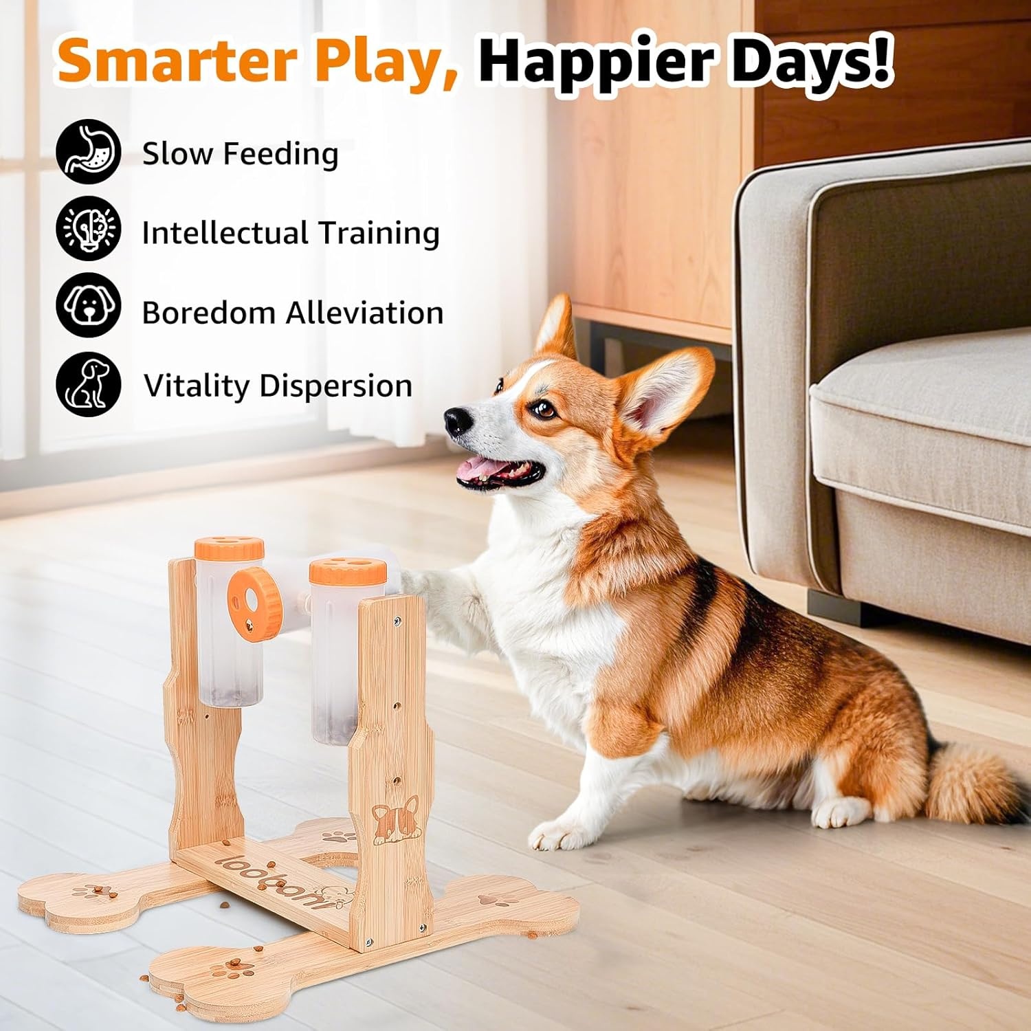 image:imageLOOBANI Dog Puzzle Toys Wooden Interactive Toys for Boredom IQ Training and Mental Brain Stimulation Treat Dispensing and EntertainmentFood Slow Feeder for Small to Large Dogs