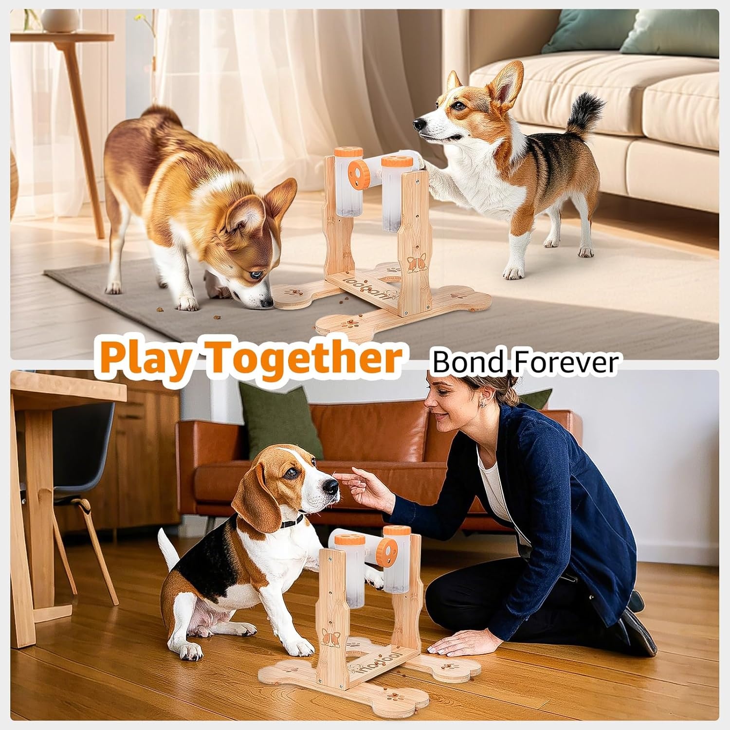 image:imageLOOBANI Dog Puzzle Toys Wooden Interactive Toys for Boredom IQ Training and Mental Brain Stimulation Treat Dispensing and EntertainmentFood Slow Feeder for Small to Large Dogs