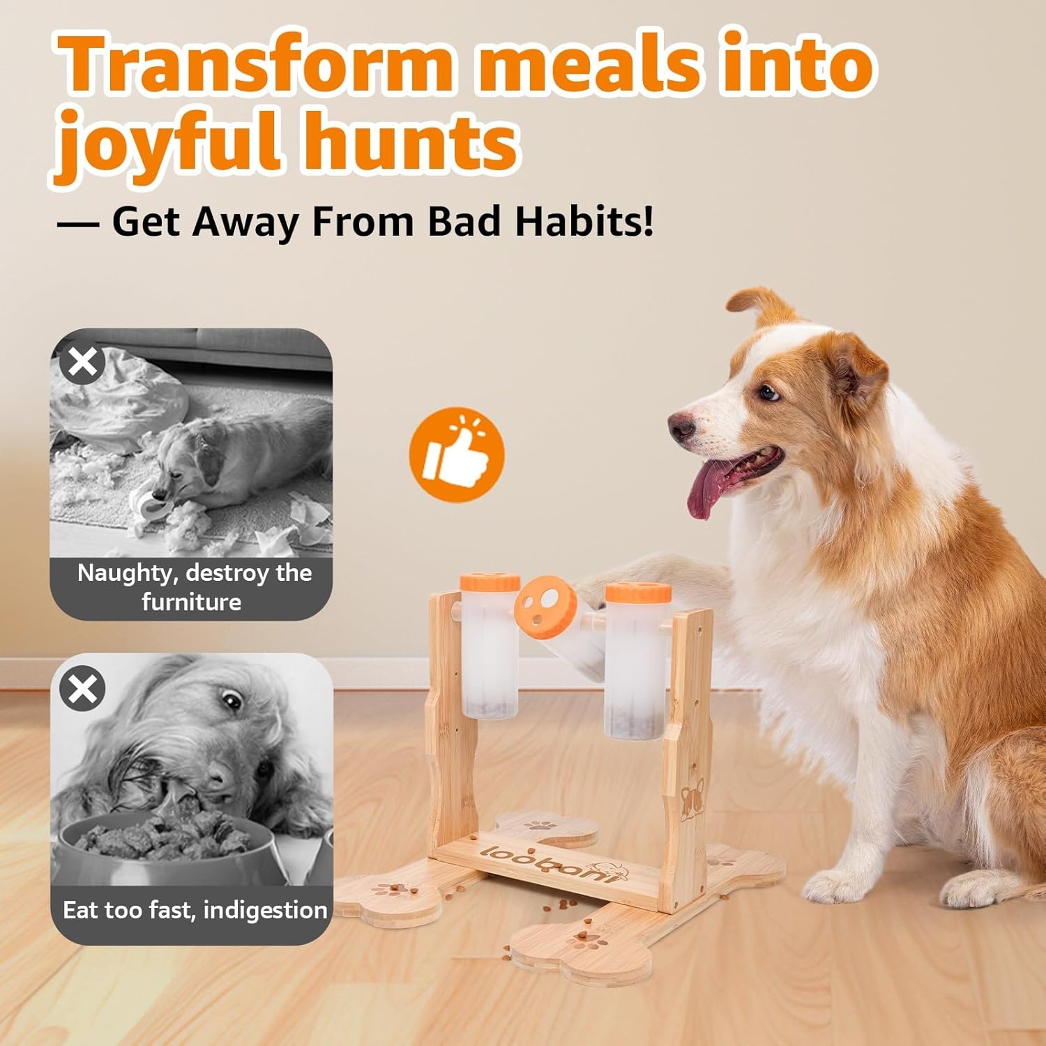 image:imageLOOBANI Dog Puzzle Toys Wooden Interactive Toys for Boredom IQ Training and Mental Brain Stimulation Treat Dispensing and EntertainmentFood Slow Feeder for Small to Large Dogs