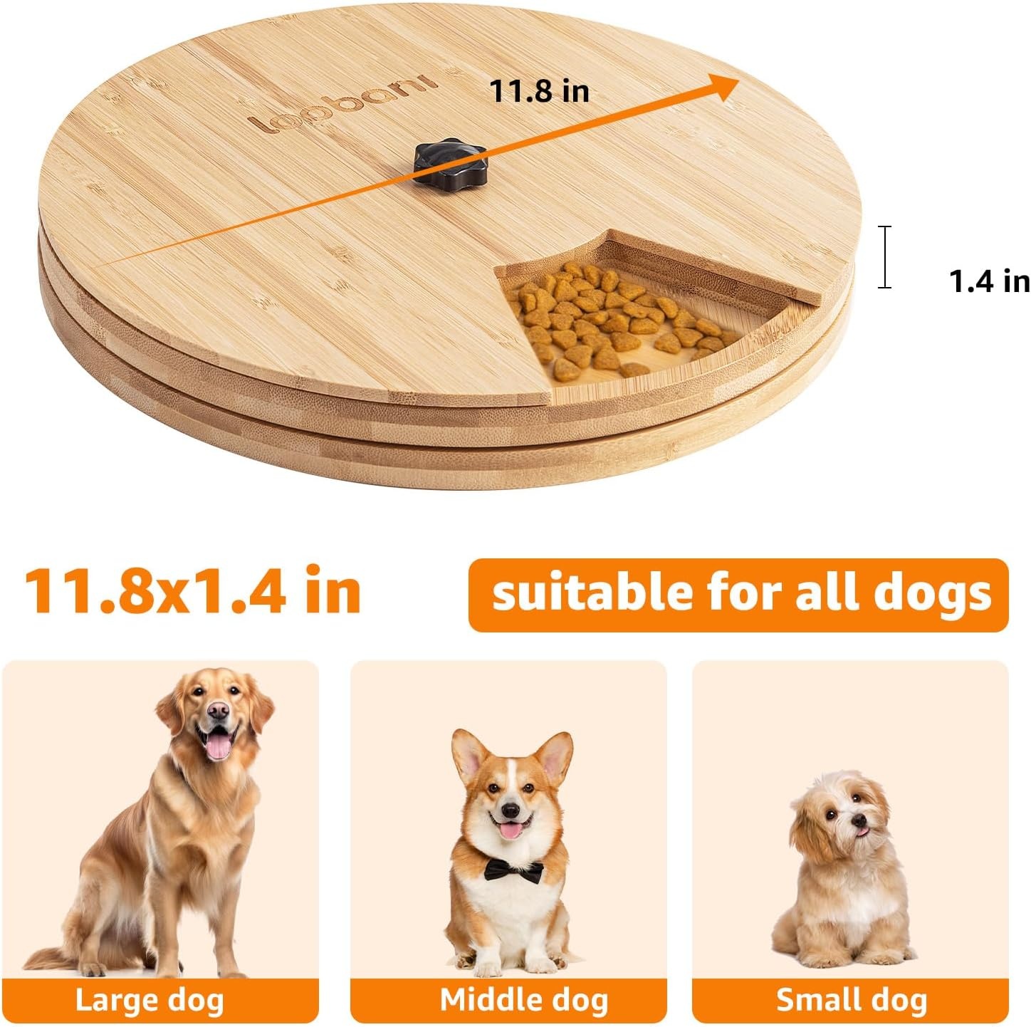 image:imageLOOBANI Dog Puzzle Toys Wooden Interactive Toys for Small to Large Dogs IQ Training Mental Stimulation Treat Dispensing