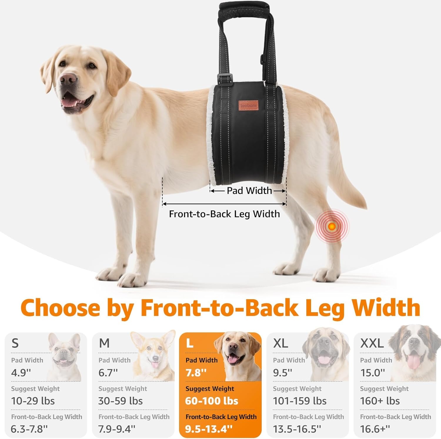 image:imageLOOBANI Portable Dog Sling for Back Legs Hip Support Harness to Help Lift Dogs Rear for Canine Aid and Old K9 Cruciate Ligament RehabilitationBlack
