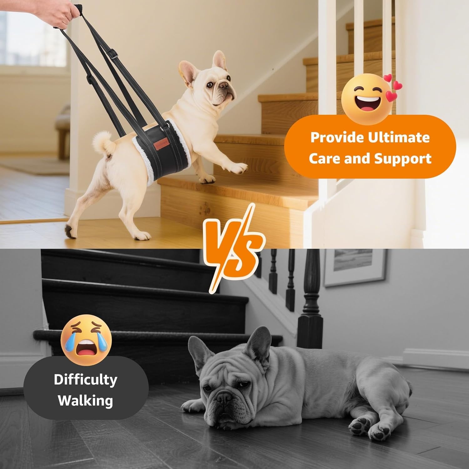 image:imageLOOBANI Portable Dog Sling for Back Legs Hip Support Harness to Help Lift Dogs Rear for Canine Aid and Old K9 Cruciate Ligament RehabilitationBlack