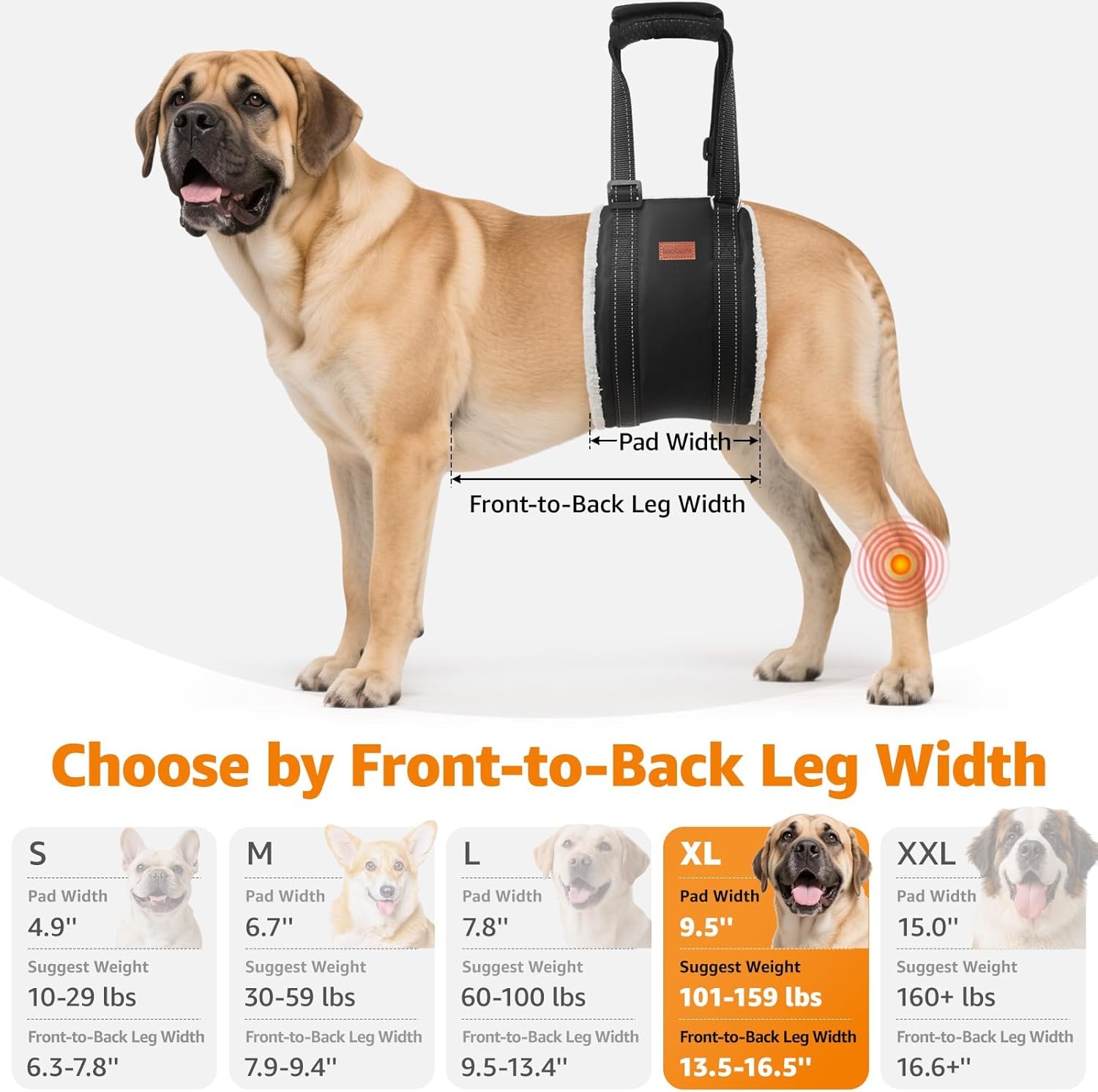 image:imageLOOBANI Portable Dog Sling for Back Legs Hip Support Harness to Help Lift Dogs Rear for Canine Aid and Old K9 Cruciate Ligament RehabilitationBlack