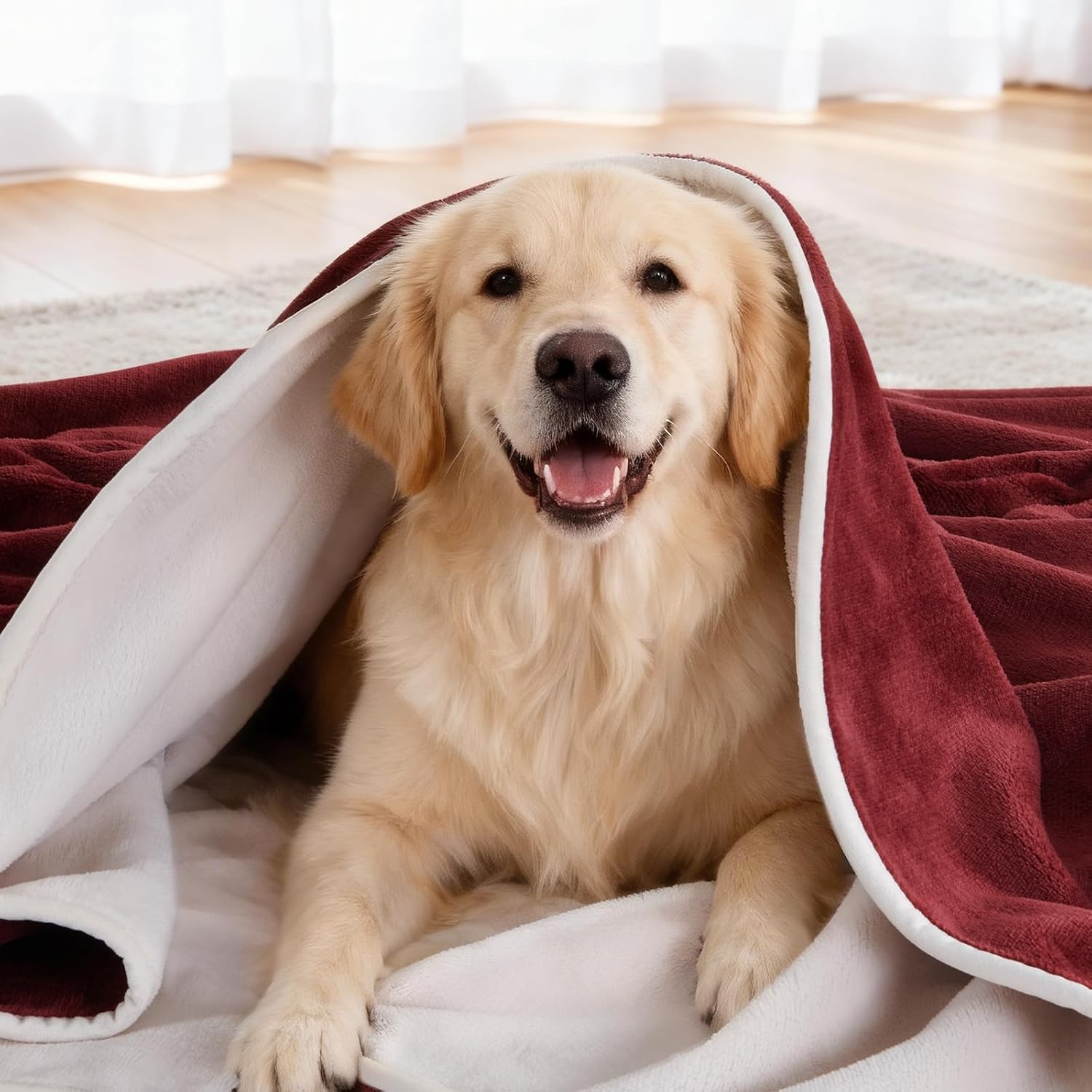 image:imageLOOBANI Waterproof Dog Blanket for Couch Reversible Flannel Bed Blanket for Medium Large Dogs Liquid Proof Soft Throw Blanket Couch Cover Protector for Sofa Crate Travel Picnic 50 x 60 GreyRed
