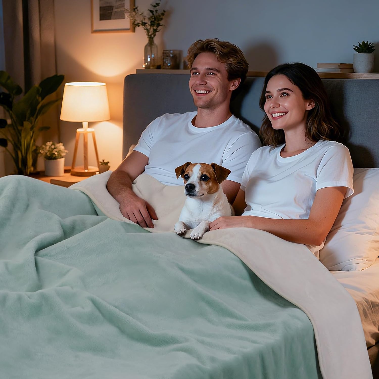 image:imageLOOBANI Waterproof Dog Blanket for Couch Reversible Flannel Bed Blanket for Medium Large Dogs Liquid Proof Soft Throw Blanket Couch Cover Protector for Sofa Crate Travel Picnic 50 x 60 GreyGreen