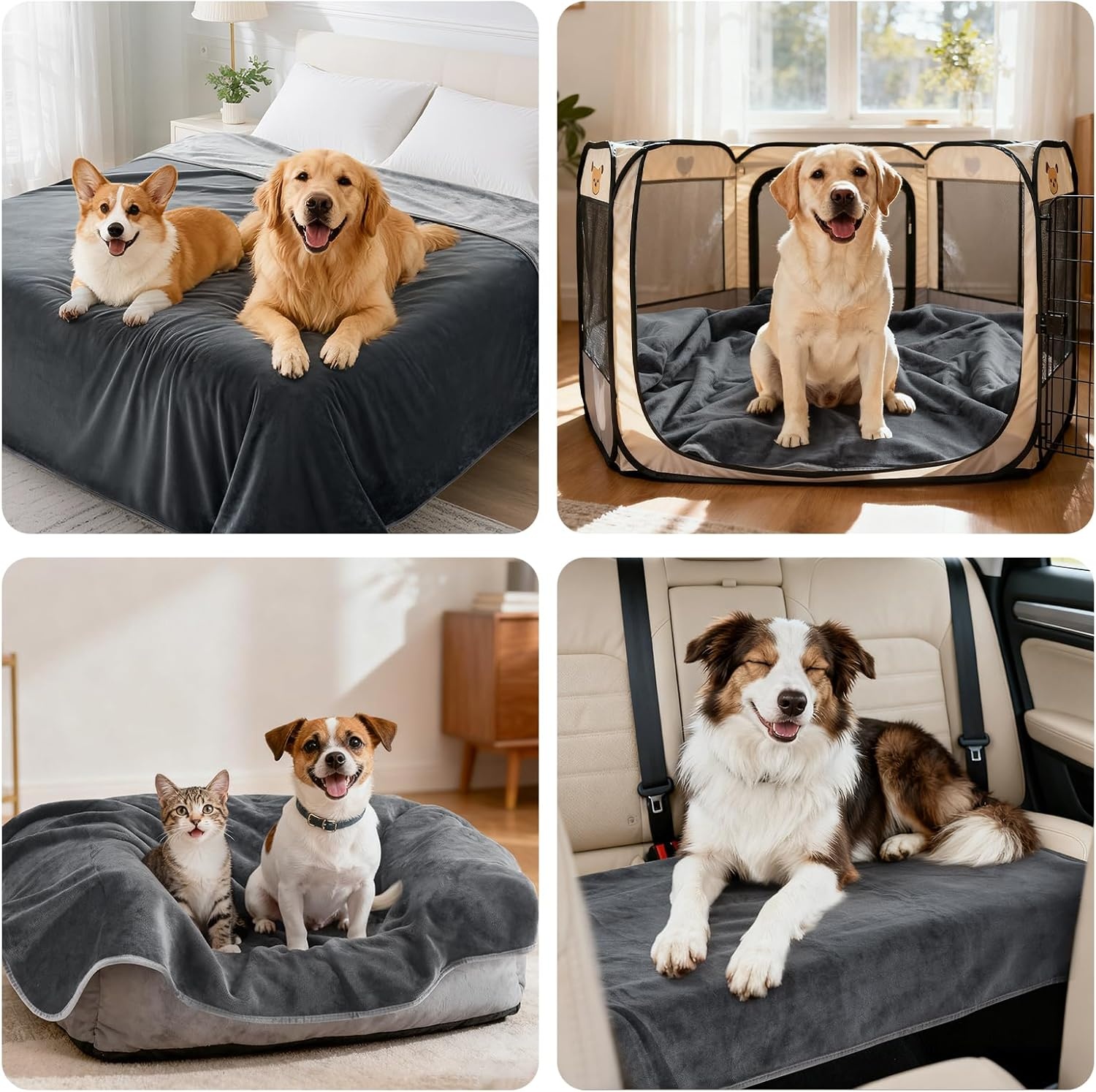 image:imageLOOBANI Waterproof Dog Blanket for Couch Reversible Flannel Bed Blanket for Medium Large Dogs Liquid Proof Soft Throw Blanket Couch Cover Protector for Sofa Crate Travel Picnic 50 x 60 GreyGrey