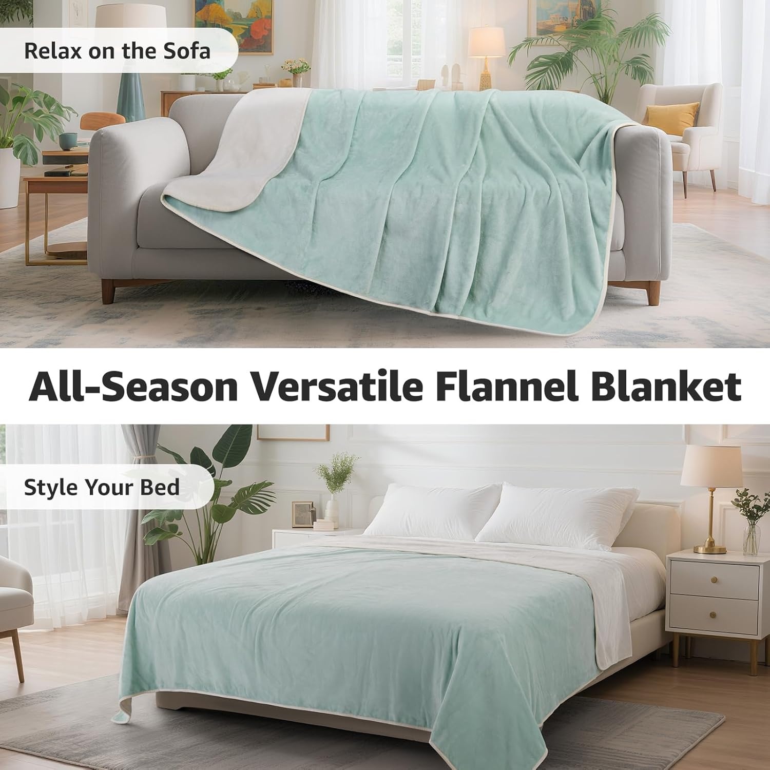 image:imageLOOBANI Waterproof Dog Blanket for Couch Reversible Flannel Bed Blanket for Medium Large Dogs Liquid Proof Soft Throw Blanket Couch Cover Protector for Sofa Crate Travel Picnic 50 x 60 GreyGreen