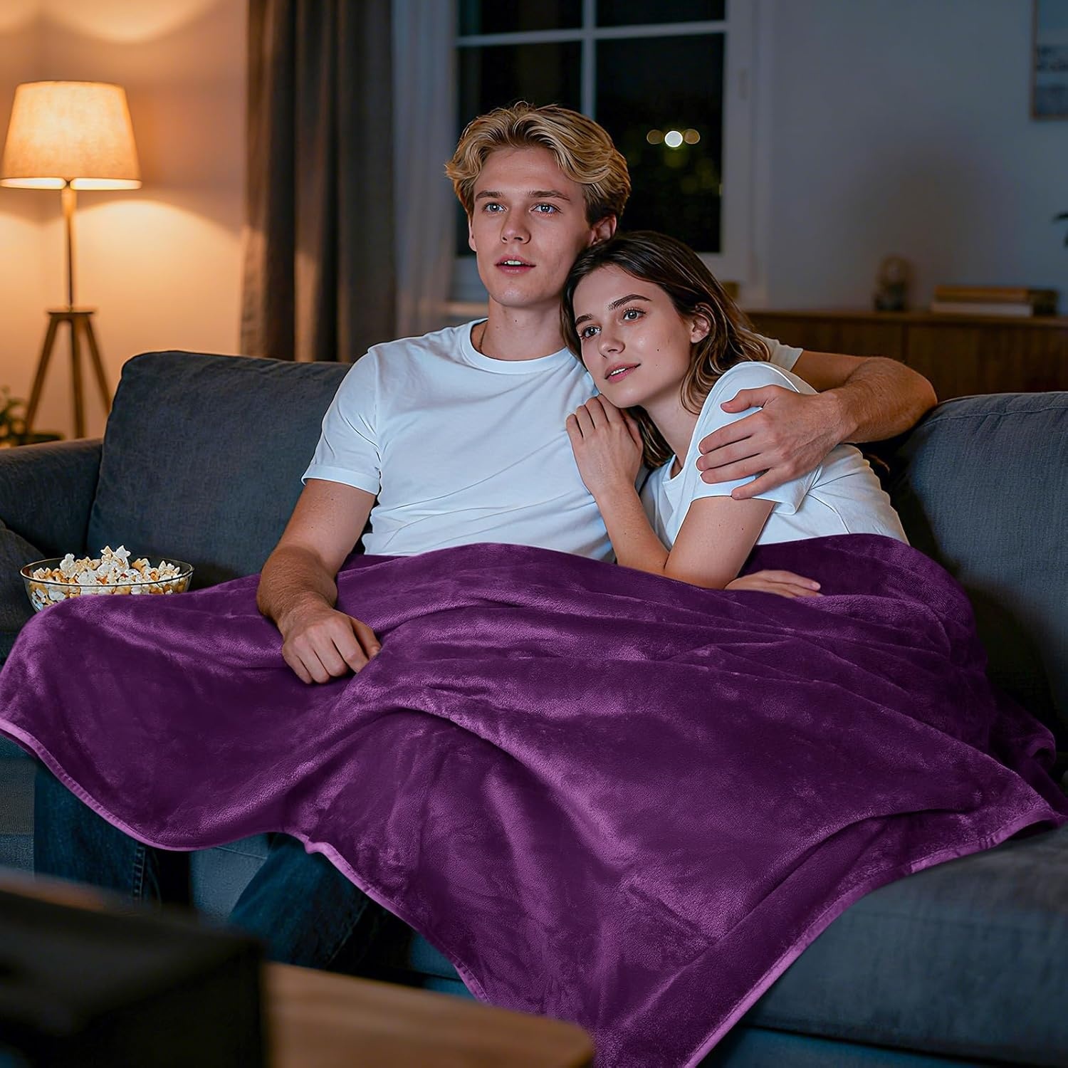 image:imageLOOBANI Waterproof Dog Blanket for Couch Reversible Flannel Bed Blanket for Medium Large Dogs Liquid Proof Soft Throw Blanket Couch Cover Protector for Sofa Crate Travel Picnic 50 x 60 GreyPurple