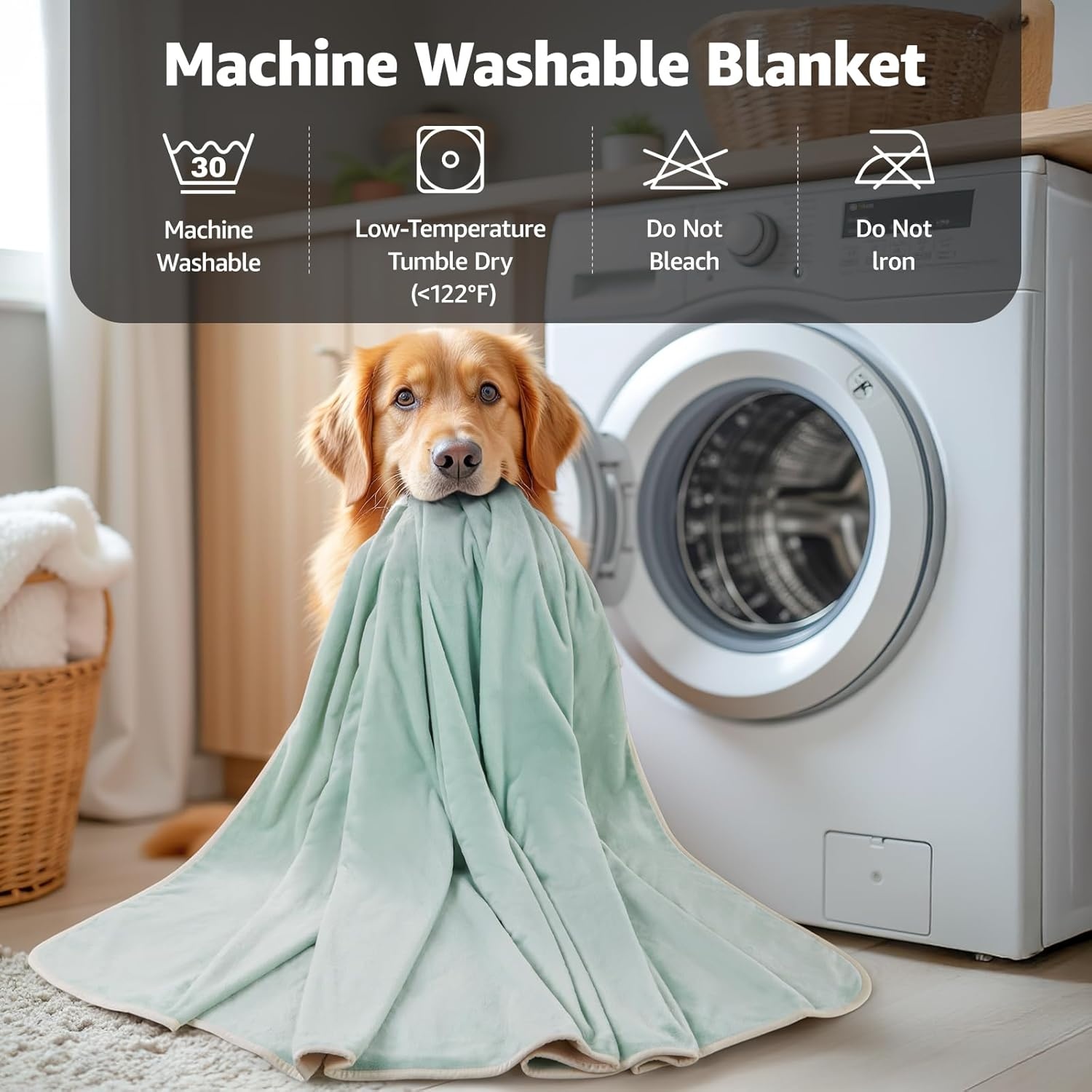 image:imageLOOBANI Waterproof Dog Blanket for Couch Reversible Flannel Bed Blanket for Medium Large Dogs Liquid Proof Soft Throw Blanket Couch Cover Protector for Sofa Crate Travel Picnic 50 x 60 GreyGreen