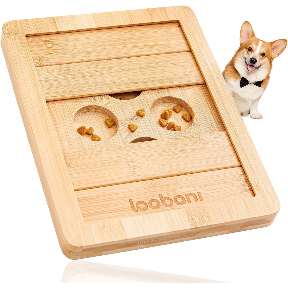 image:imageLOOBANI Dog Puzzle Toys Wooden Interactive Dog Toys for Boredom IQ Training and Mental Brain Stimulation Treat Dispensing and Food Slow Feeder for Small to Large Dogs