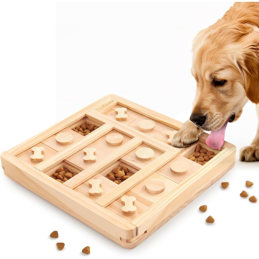 image:imageLOOBANI Dog Puzzle Toys Wooden Interactive Toys for Boredom IQ Training and Mental Brain Stimulation Treat Dispensing and Entertainment ToysFood Slow Feeder for Small to Large Dogs