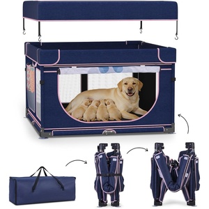 image:imageLOOBANI Foldable Dog Playpen with Cover 1 Min Setup Pet Puppy Playpen Indoor Sturdy Reinforced SteelIron Frame Dog Fence Portable Whelping Box for Home Dog Cat Rabbit433x433x271PatentedBluePink