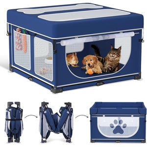 image:imageLOOBANI Foldable Dog Playpen with Cover 1 Min Setup Pet Puppy Playpen Indoor Sturdy Reinforced SteelIron Frame Dog Fence Portable Whelping Box for Home Dog Cat Rabbit433x433x271PatentedBlue