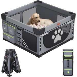image:imageLOOBANI Foldable Dog Playpen with Cover 1 Min Setup Pet Puppy Playpen Indoor Sturdy Reinforced SteelIron Frame Dog Fence Portable Whelping Box for Home Dog Cat Rabbit433x433x271PatentedGray