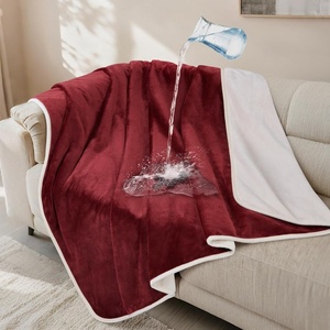 image:imageLOOBANI Waterproof Dog Blanket for Couch Reversible Flannel Bed Blanket for Medium Large Dogs Liquid Proof Soft Throw Blanket Couch Cover Protector for Sofa Crate Travel Picnic 50 x 60 GreyRed