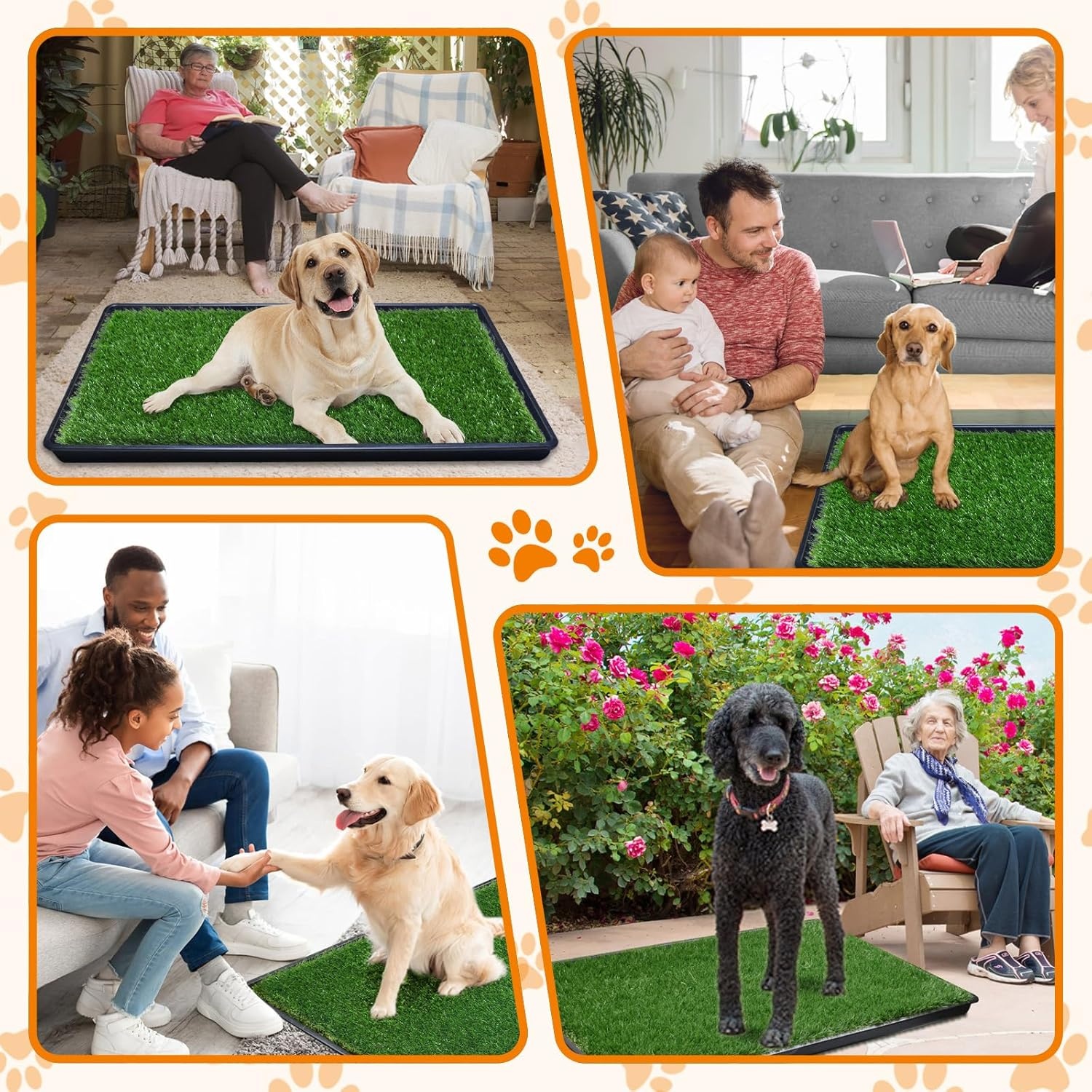 image:imageLOOBANI 332in x 21in Replacement Artificial Grass Puppy Training Pads Quickly Absorbency Portable Dog Potty Grass Fit 35x23in Potty Tray1 Pack332x21