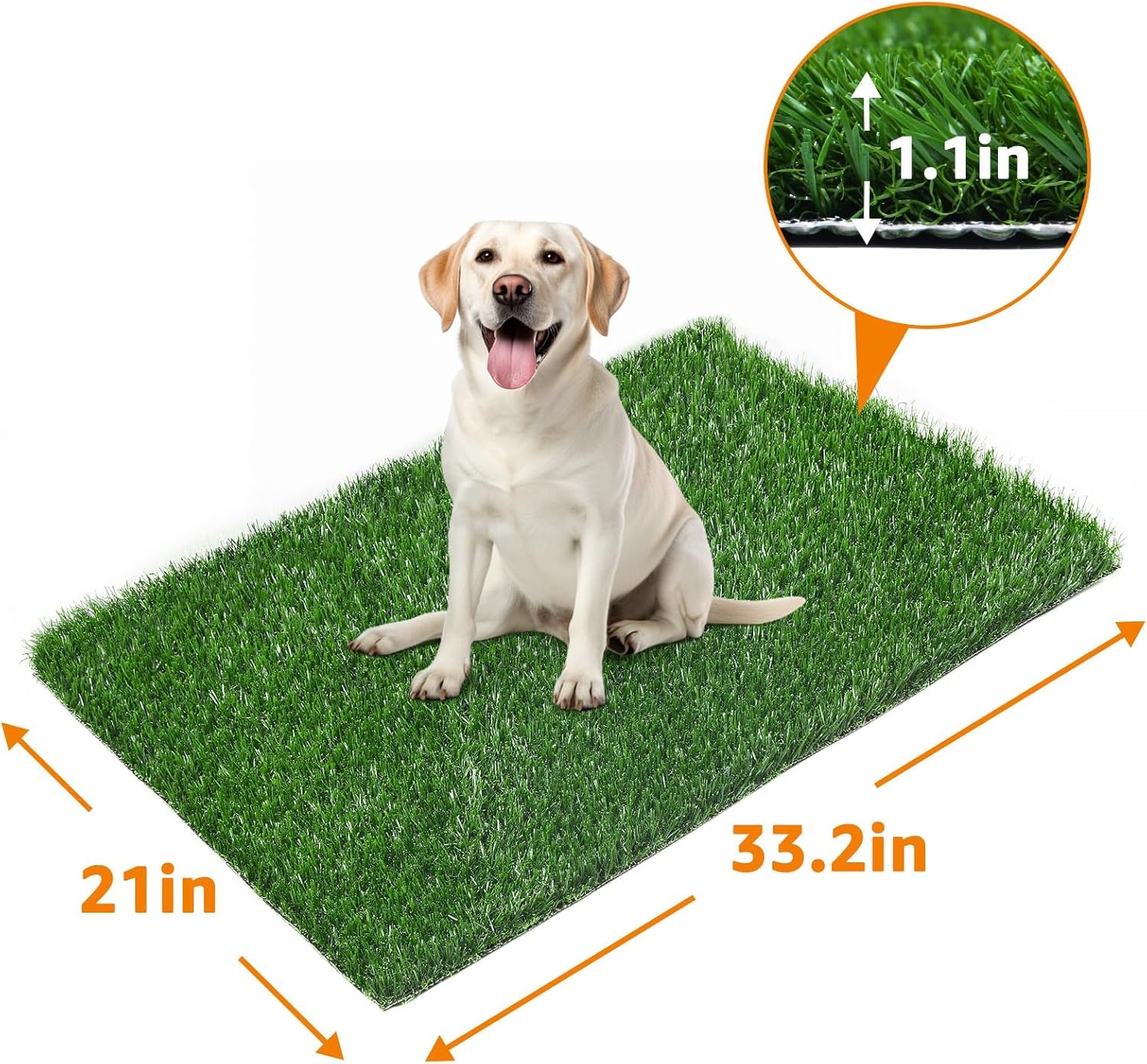 image:imageLOOBANI 332in x 21in Replacement Artificial Grass Puppy Training Pads Quickly Absorbency Portable Dog Potty Grass Fit 35x23in Potty Tray1 Pack332x21