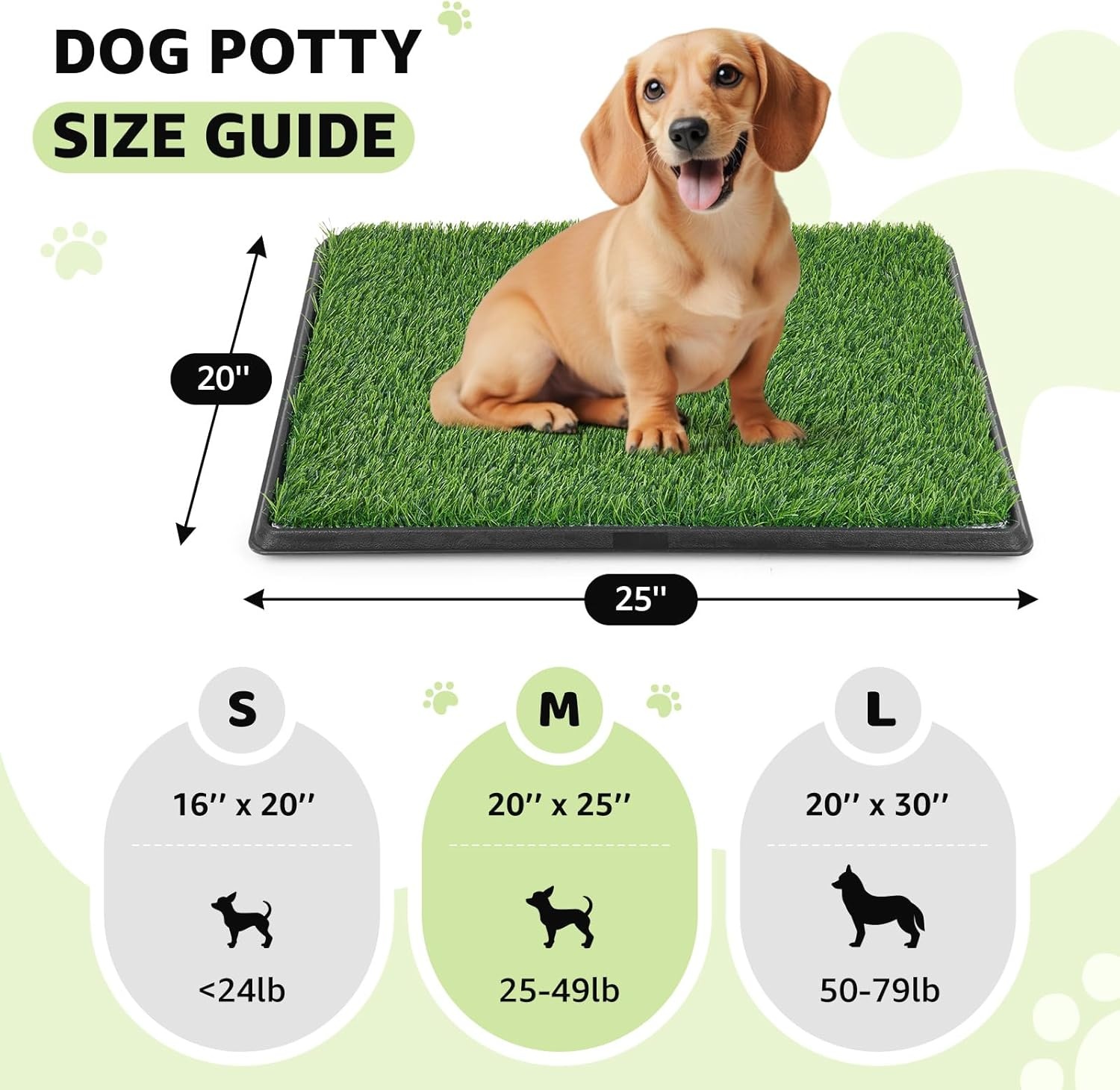 image:imageLOOBANI Dog Grass Pad with Tray Dog Litter Box with 2 Artificial Grass Pads Highly Absorbent Puppy Pad Potty Tray for Balcony Apartment Indoor Outdoor Use 20x25 Inch