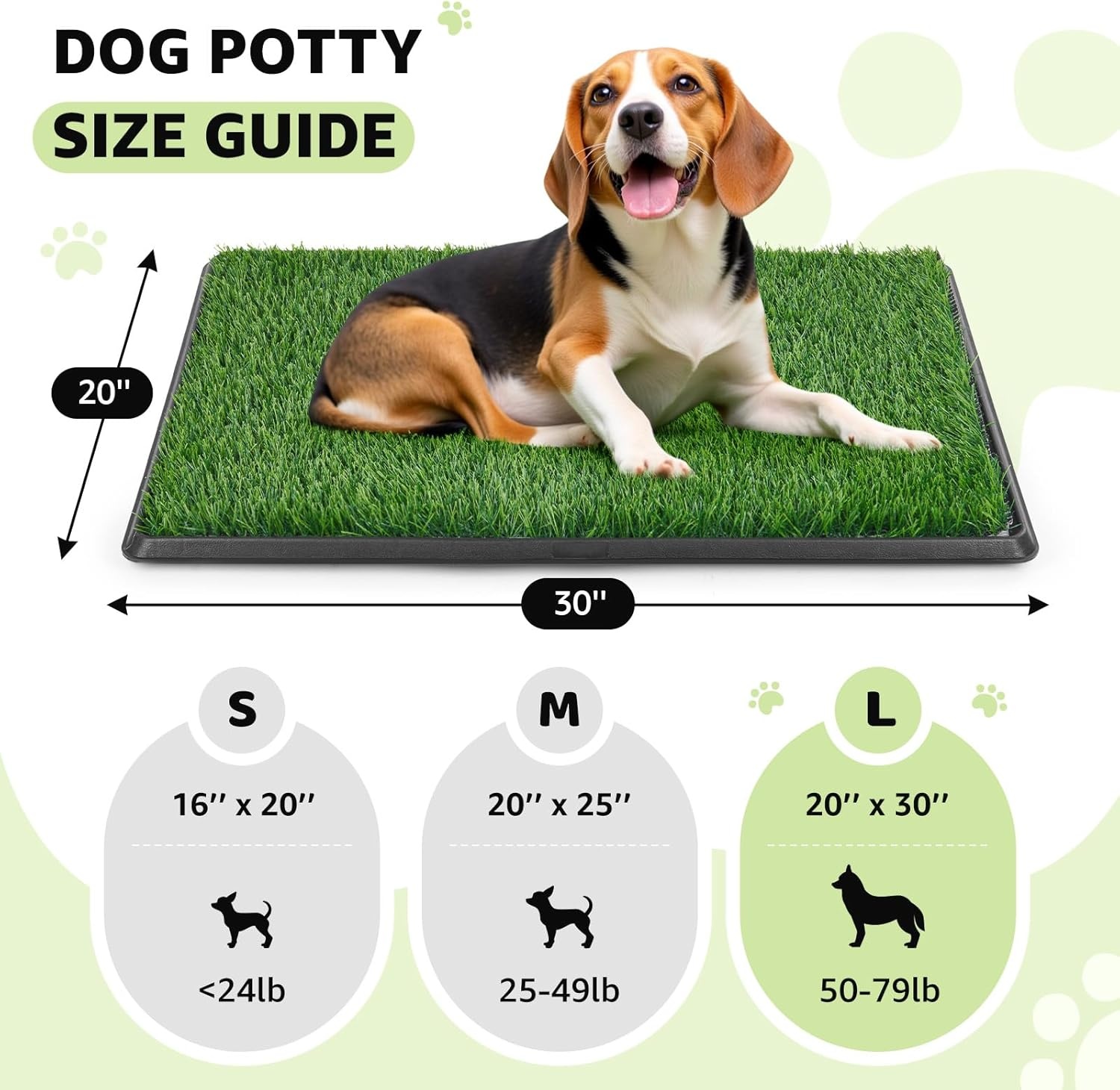 image:imageLOOBANI Dog Grass Pad with Tray Dog Litter Box with 2 Artificial Grass Pads Highly Absorbent Puppy Pad Potty Tray for Balcony Apartment Indoor Outdoor Use 20x30 Inch