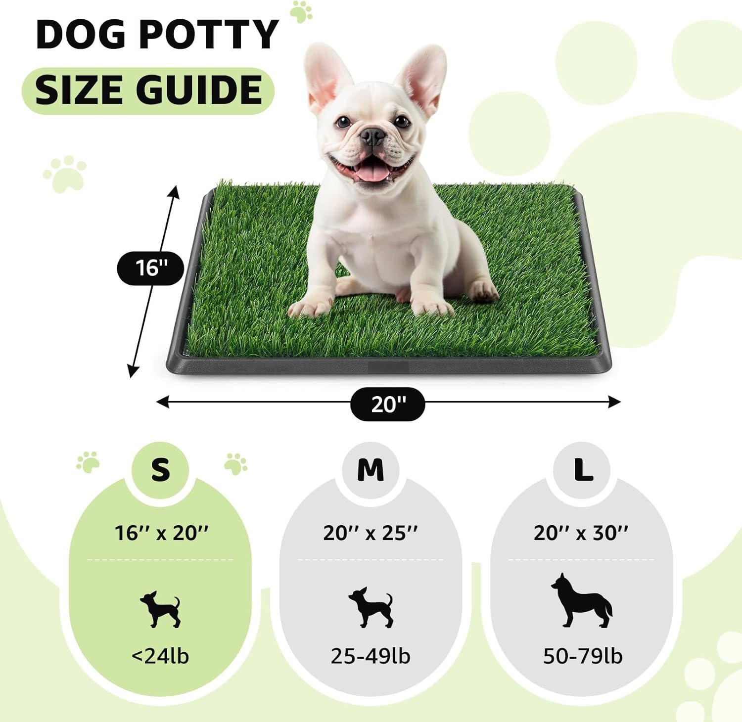 image:imageLOOBANI Dog Grass Pad with Tray Dog Litter Box with 2 Artificial Grass Pads Highly Absorbent Puppy Pad Potty Tray for Balcony Apartment Indoor Outdoor Use 16x20 Inch