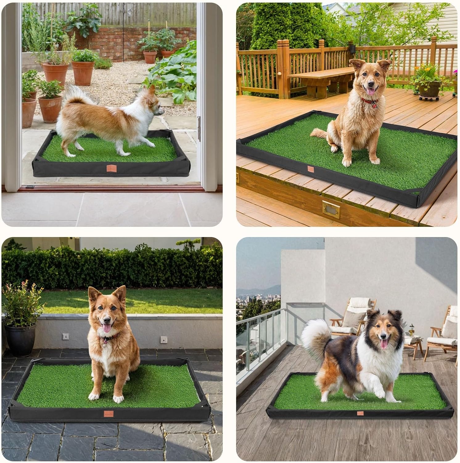image:imageLOOBANI Dog Grass Pad with Tray Extra Large Lightweight Oxford Cloth Tray for Potty Training 472 314 in