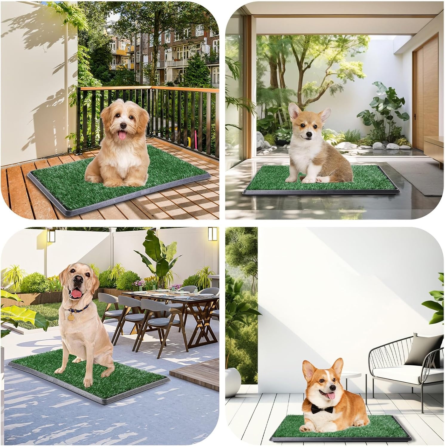 image:imageLOOBANI Dog Grass Pad with Tray Large Dog Litter Box Indoor Potty for Apartment and Patio Training with 2 Pack Grass Pee Pads for ReplacementTray Potty 45 29inchTray Potty 3523inch