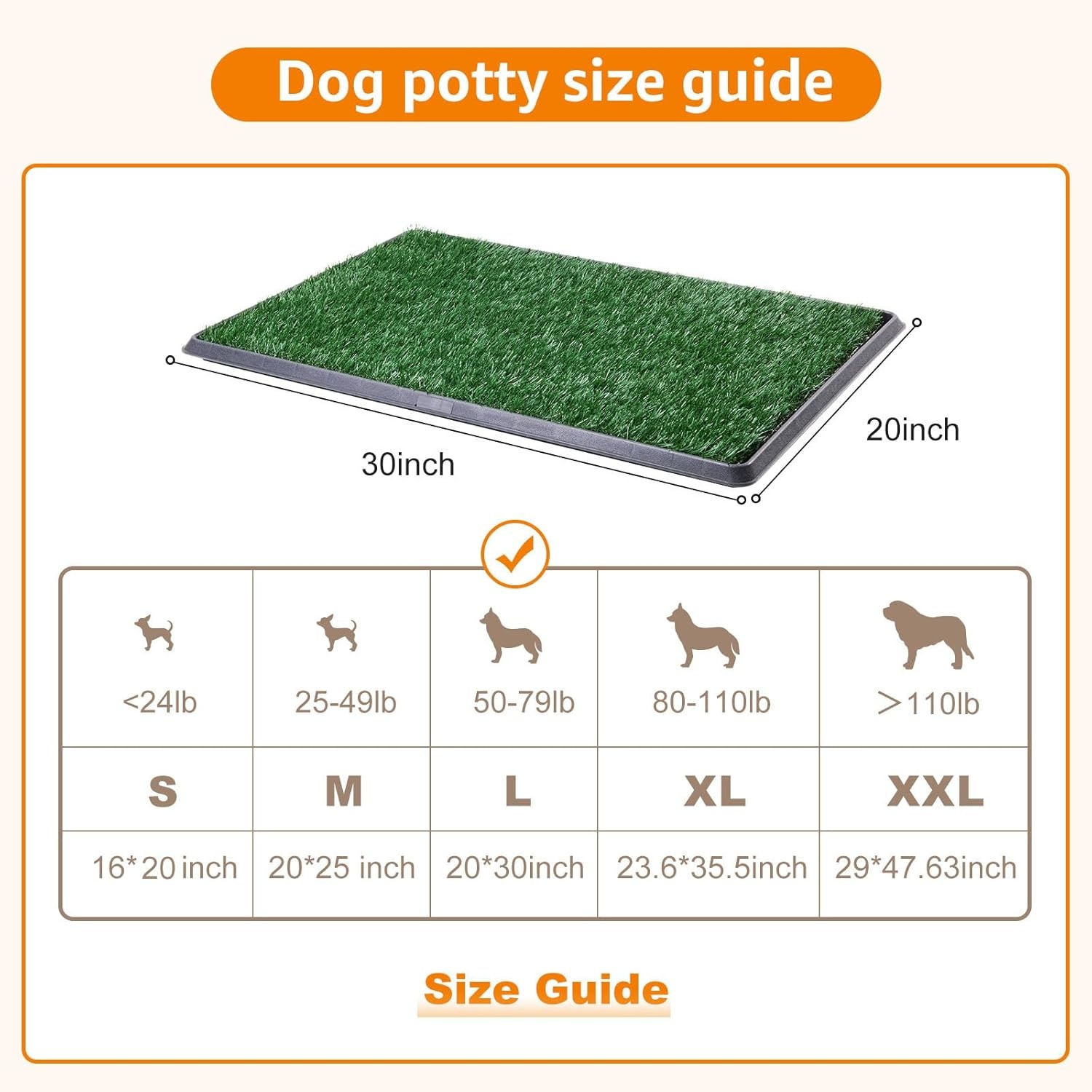 image:imageLOOBANI Dog Grass Pad with Tray Large Dog Litter Box Indoor Potty for Apartment and Patio Training with 2 Pack Grass Pee Pads for ReplacementTray Potty 45 29inchTray Potty 2030inch