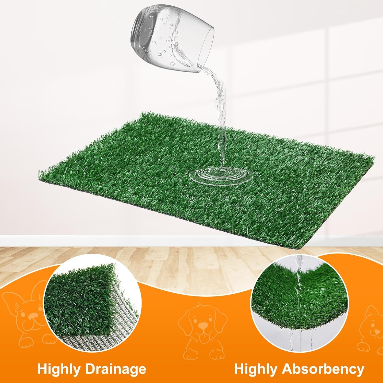image:imageLOOBANI Dog Grass Pad with Tray Large Dog Litter Box Indoor Potty for Apartment and Patio Training with 2 Pack Grass Pee Pads for ReplacementTray Potty 45 29inchTray Potty 2025inch
