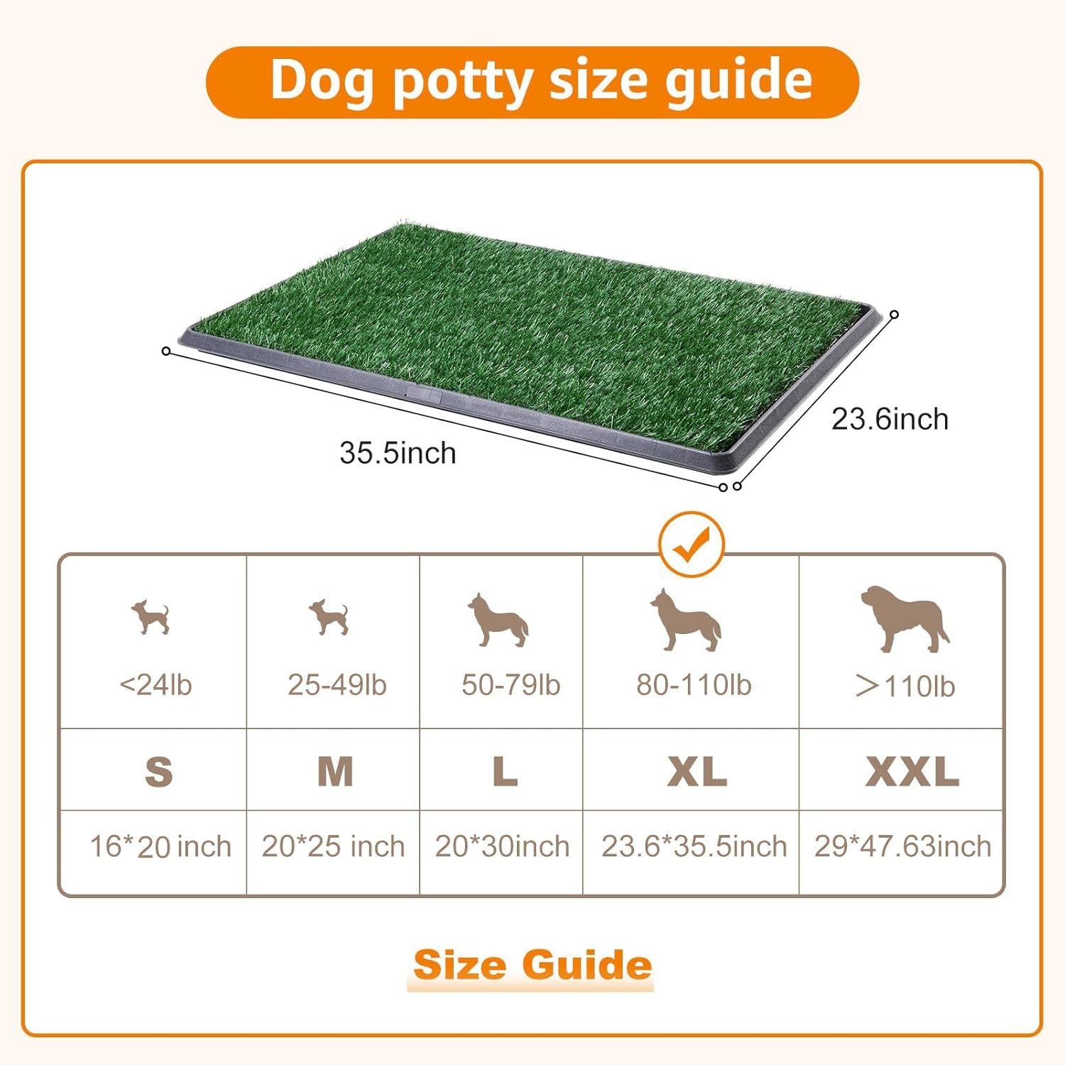 image:imageLOOBANI Dog Grass Pad with Tray Large Dog Litter Box Indoor Potty for Apartment and Patio Training with 2 Pack Grass Pee Pads for ReplacementTray Potty 45 29inchTray Potty 3523inch