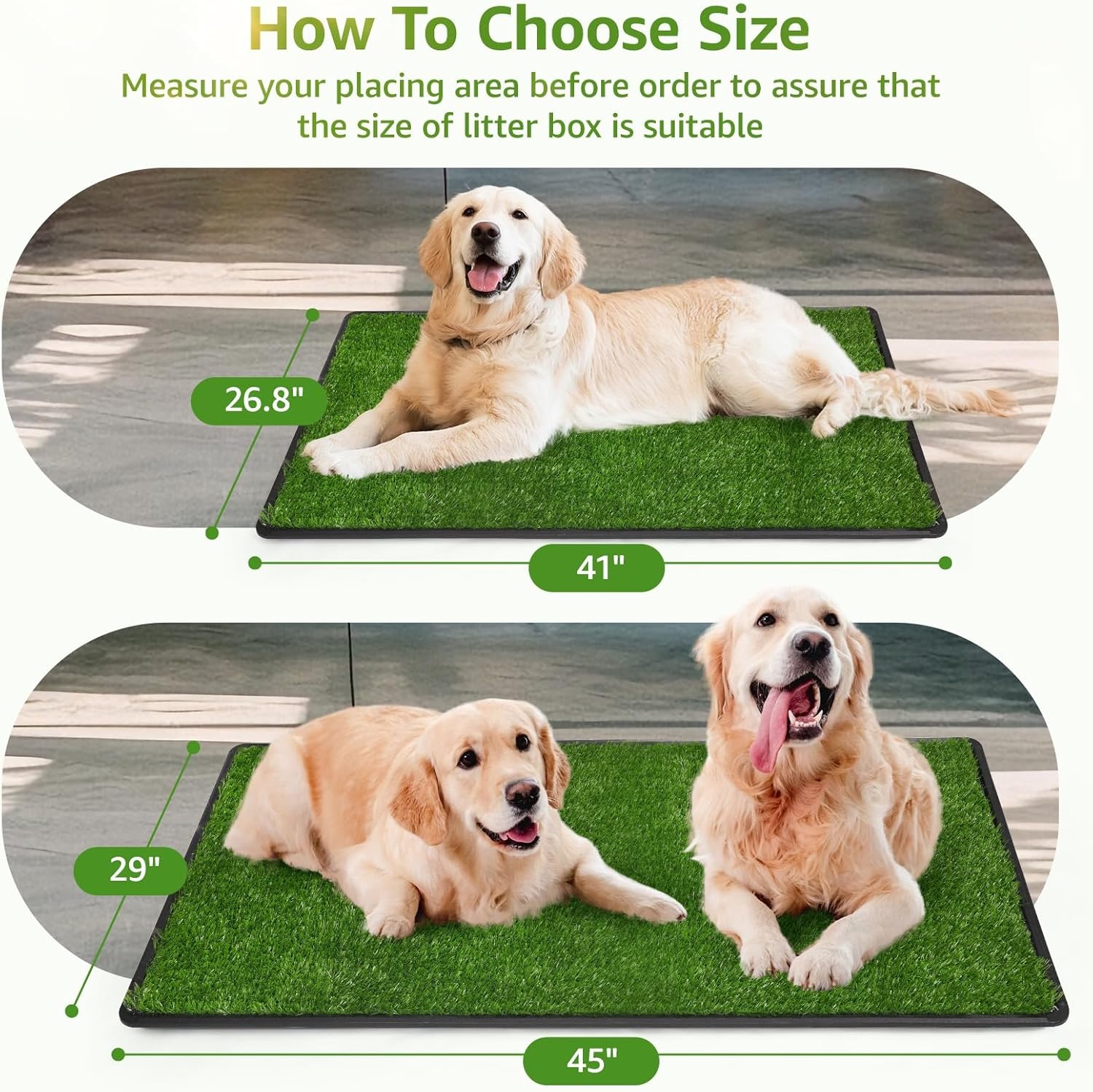image:imageLOOBANI Dog Grass Pad with Tray Large Dog Litter Box Indoor Potty for Apartment and Patio Training with 2 Pack Grass Pee Pads for ReplacementTray Potty 45 29inchTray Potty 41268inch