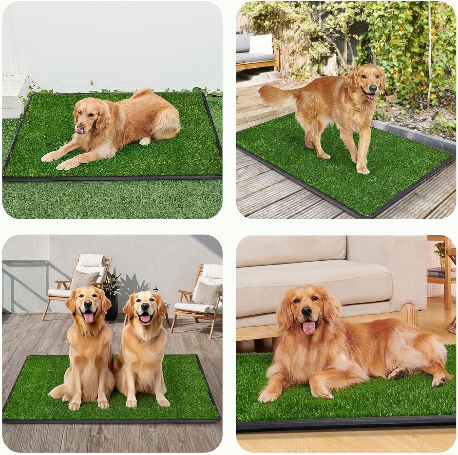 image:imageLOOBANI Dog Grass Pad with Tray Large Dog Litter Box Indoor Potty for Apartment and Patio Training with 2 Pack Grass Pee Pads for ReplacementTray Potty 45 29inchTray Potty 41268inch