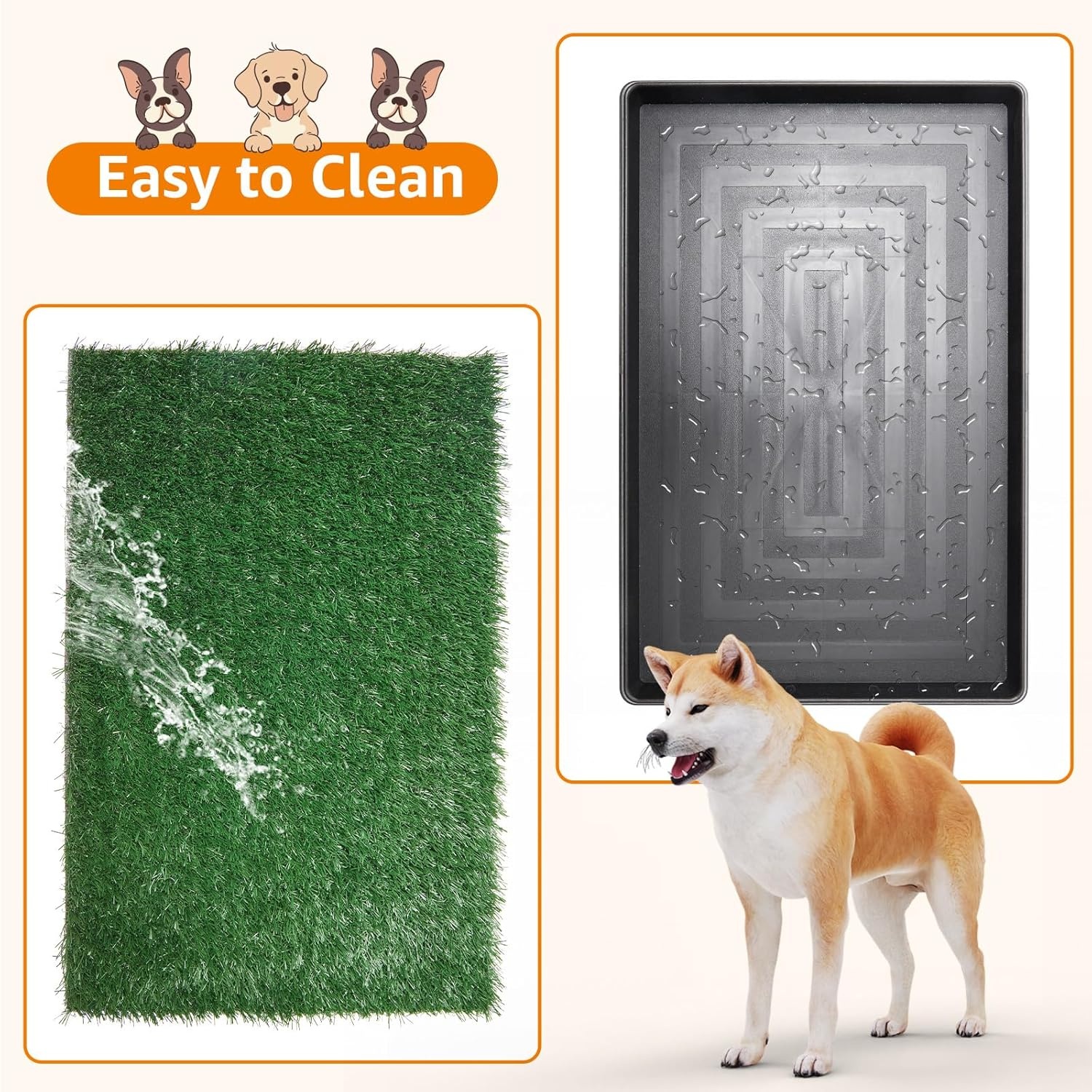 image:imageLOOBANI Dog Grass Pad with Tray Large Dog Litter Box Indoor Potty for Apartment and Patio Training with 2 Pack Grass Pee Pads for ReplacementTray Potty 45 29inchTray Potty 2025inch