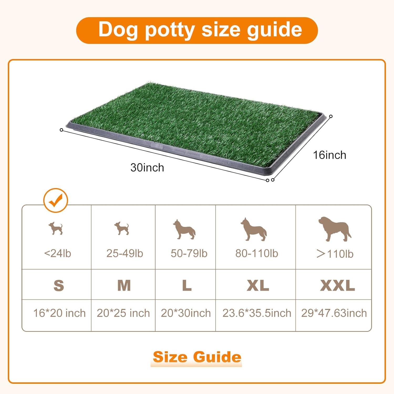 image:imageLOOBANI Dog Grass Pad with Tray Large Dog Litter Box Indoor Potty for Apartment and Patio Training with 2 Pack Grass Pee Pads for ReplacementTray Potty 45 29inchTray Potty 1620inch