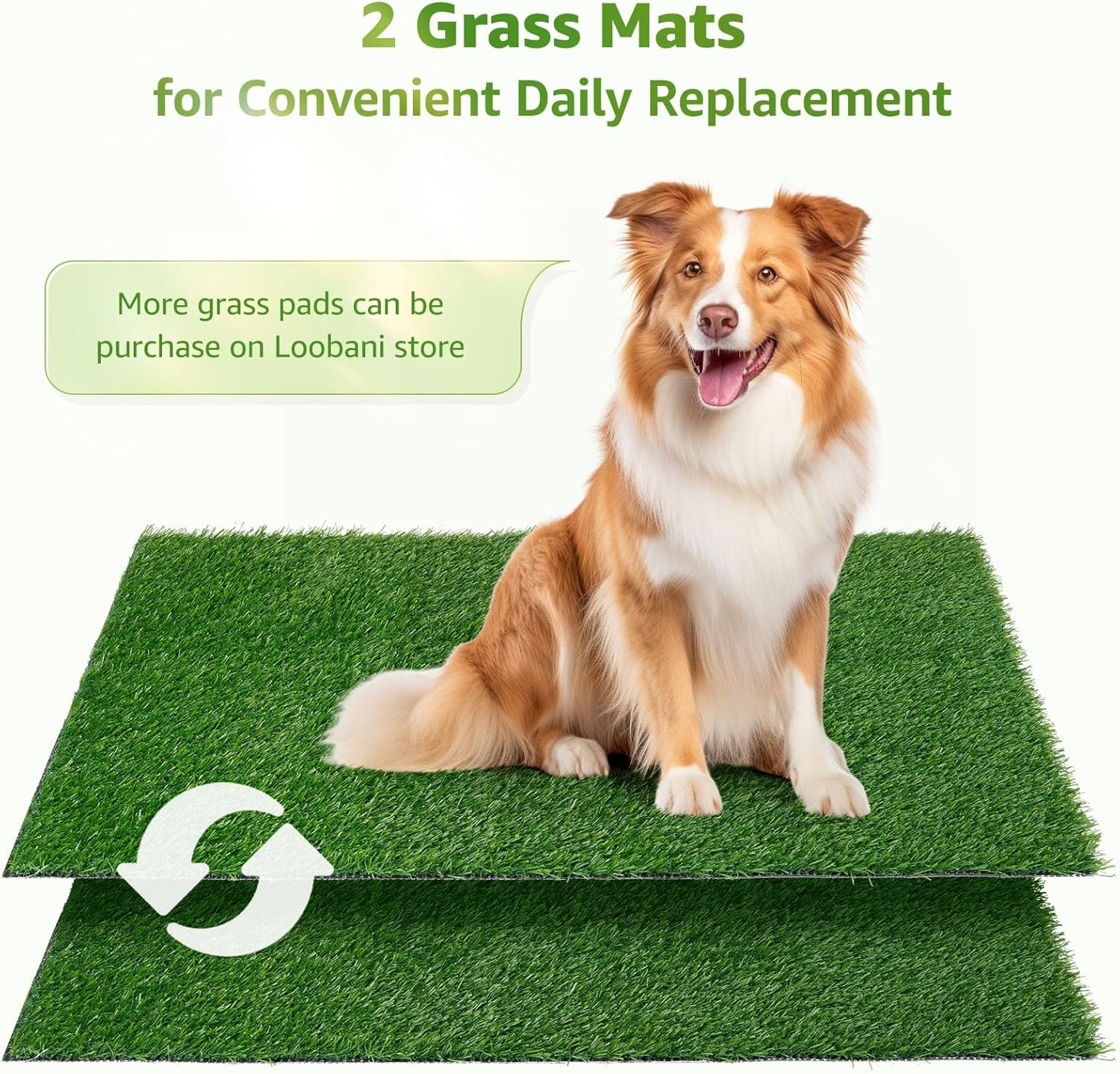 image:imageLOOBANI Dog Grass Pad with Tray Large Dog Litter Box Indoor Potty for Apartment and Patio Training with 2 Pack Grass Pee Pads for ReplacementTray Potty 45 29inchTray Potty 41268inch