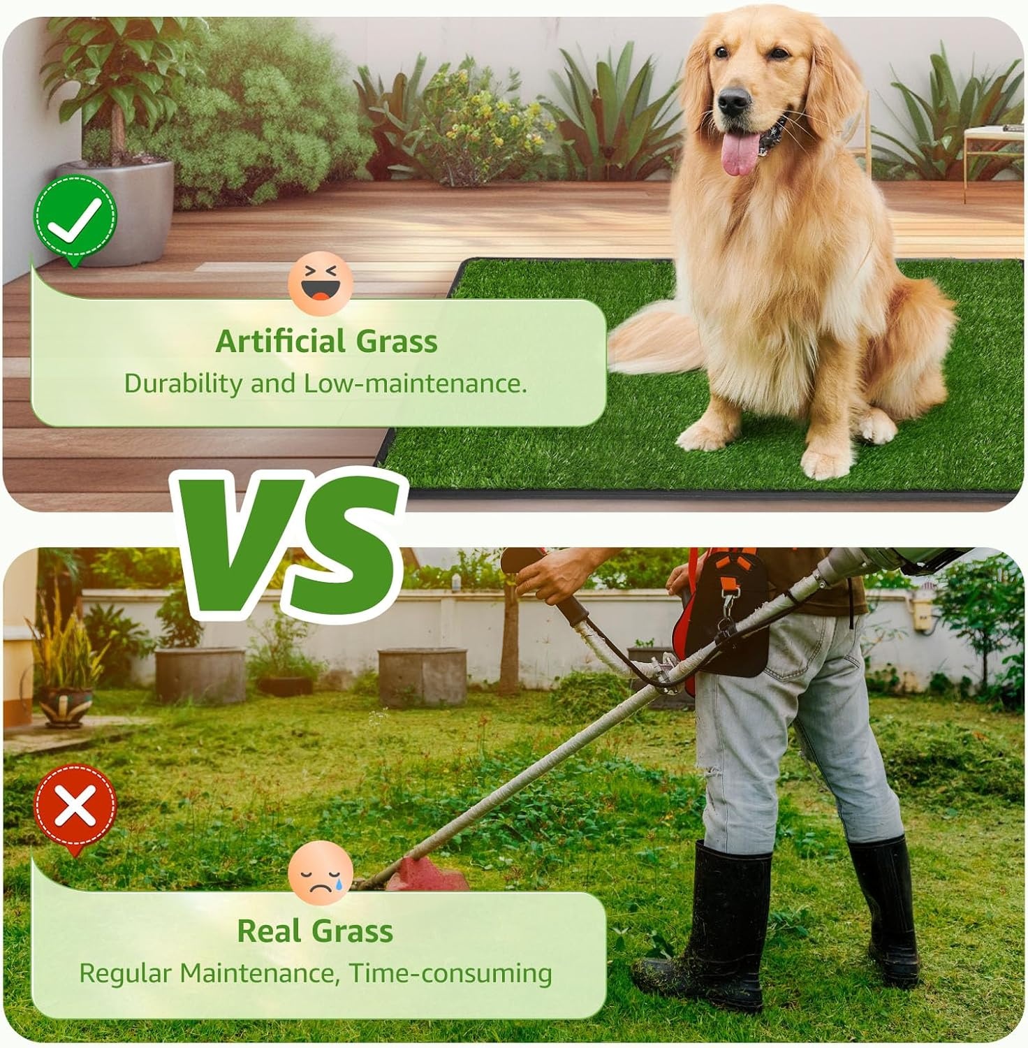 image:imageLOOBANI Dog Grass Pad with Tray Large Dog Litter Box Indoor Potty for Apartment and Patio Training with 2 Pack Grass Pee Pads for ReplacementTray Potty 45 29inchTray Potty 41268inch