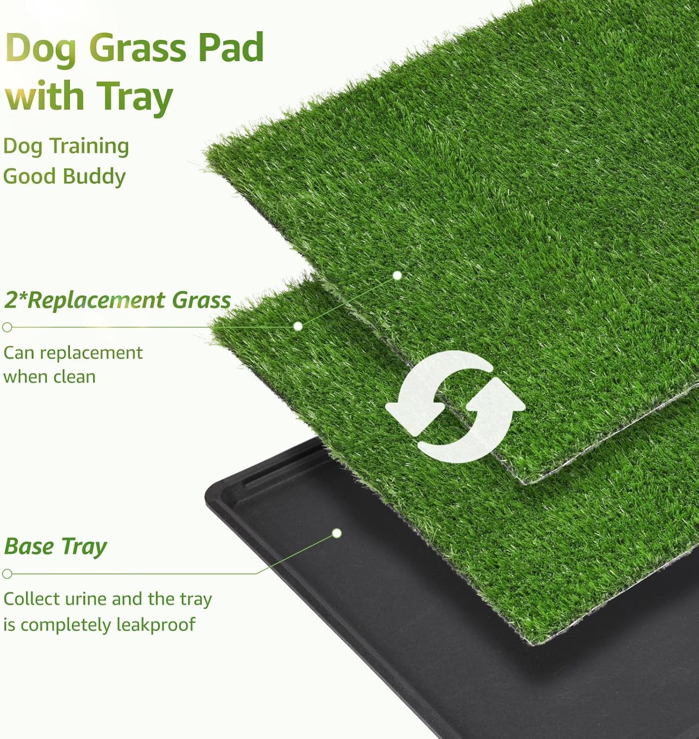 image:imageLOOBANI Dog Grass Pad with Tray Large Dog Litter Box Indoor Potty for Apartment and Patio Training with 2 Pack Grass Pee Pads for ReplacementTray Potty 45 29inchTray Potty 41268inch