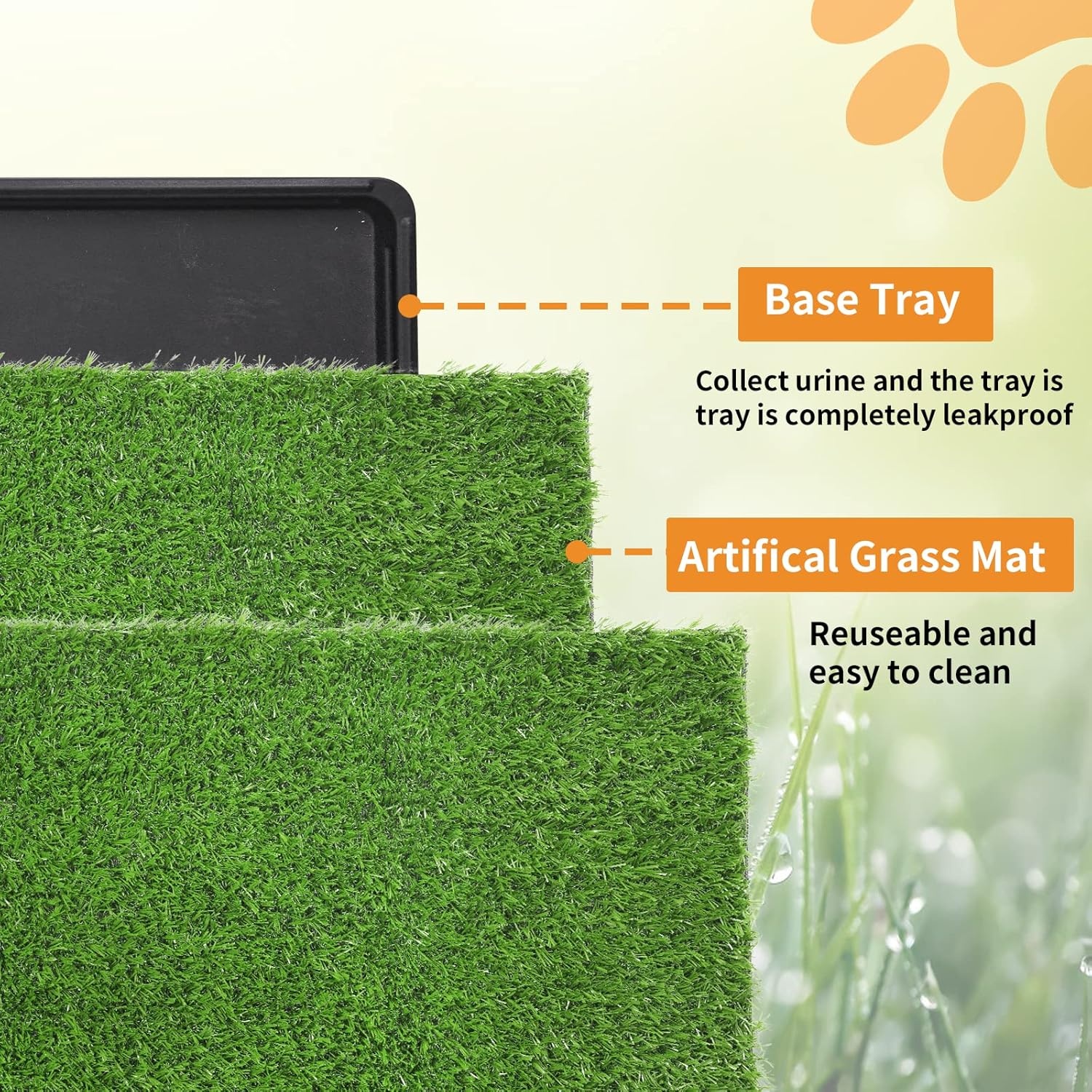 image:imageLOOBANI Dog Grass Pad with Tray Large Dog Litter Box Indoor Potty for Apartment and Patio Training with 2 Pack Grass Pee Pads for ReplacementTray Potty 45 29inchTray Potty 47629inch