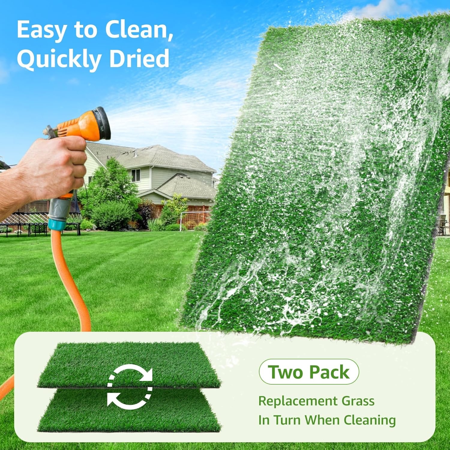 image:imageLOOBANI Dog Grass Pee Pad 18x23 2 Pack Artificial Grass for Puppy Indoor Outdoor Potty Training Rug Replacement Fake Grass Turf Mat with Drainage Holes